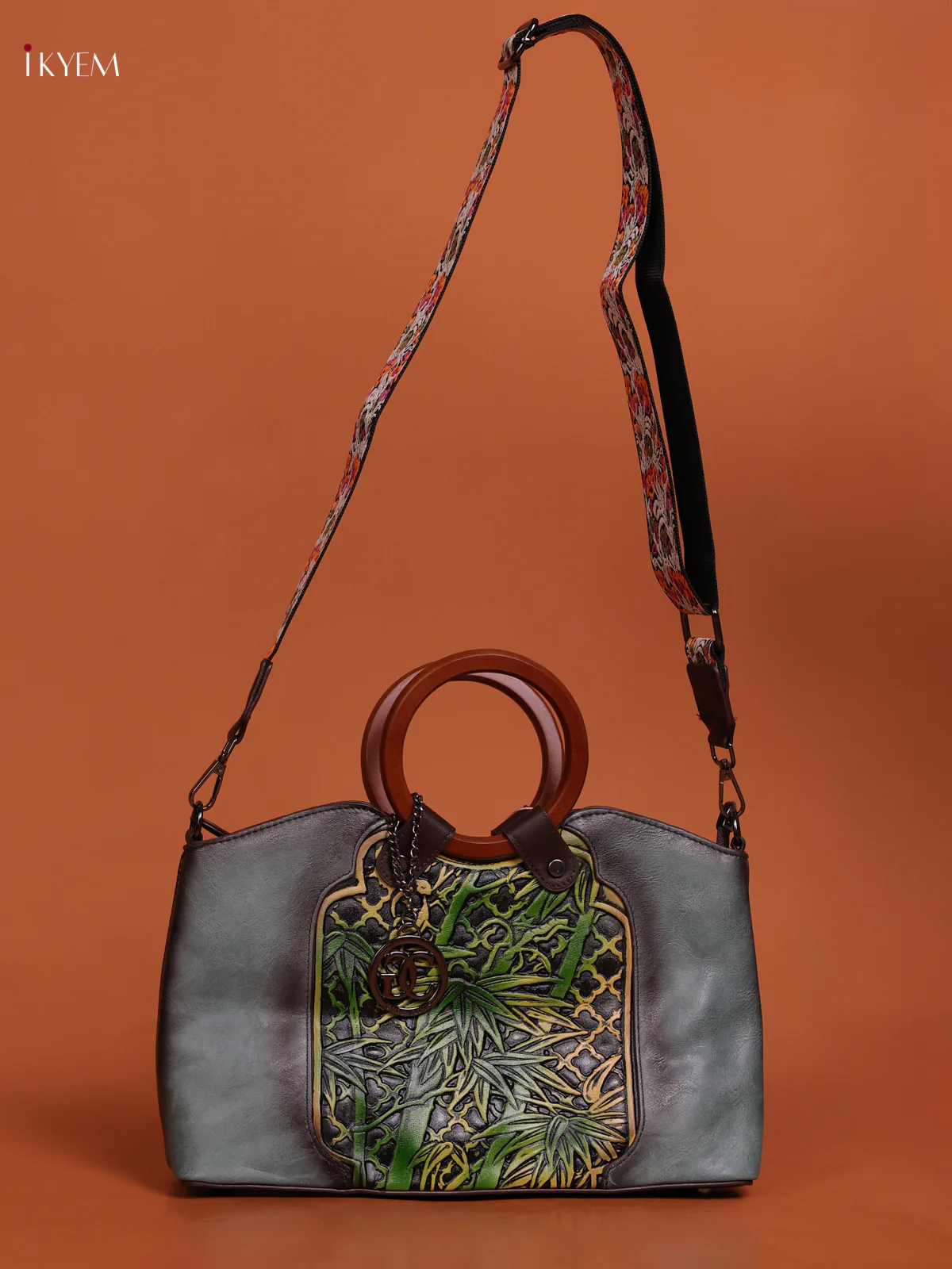 Leather Tote Sling And Hand Bag Blue