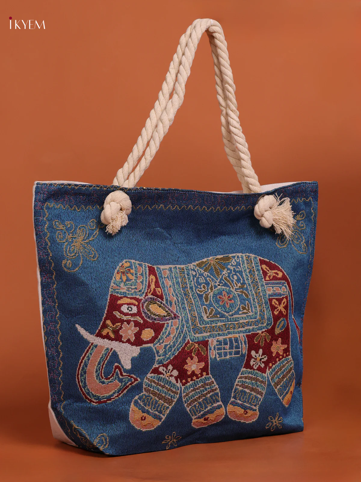 Rajasthani Pattern Hand Bag And Pouch Blue - Image 2