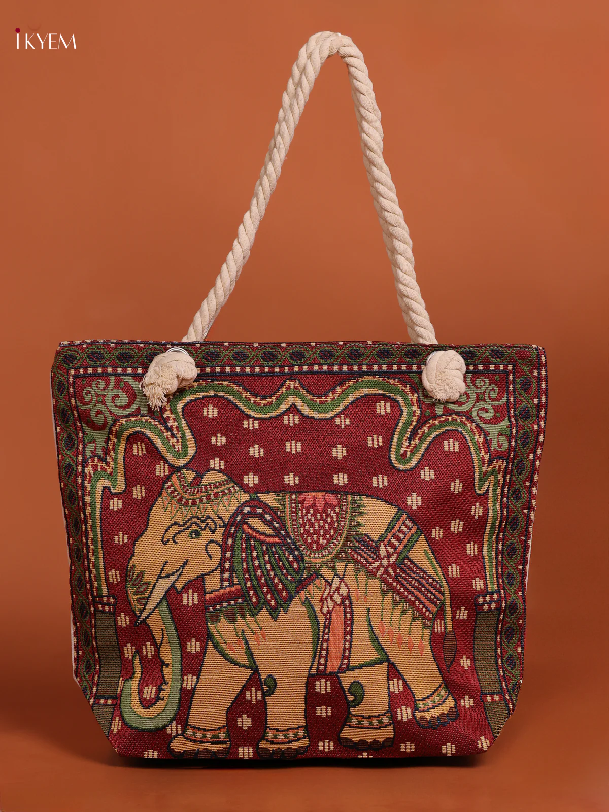 Rajasthani Pattern Hand Bag And Pouch Marron