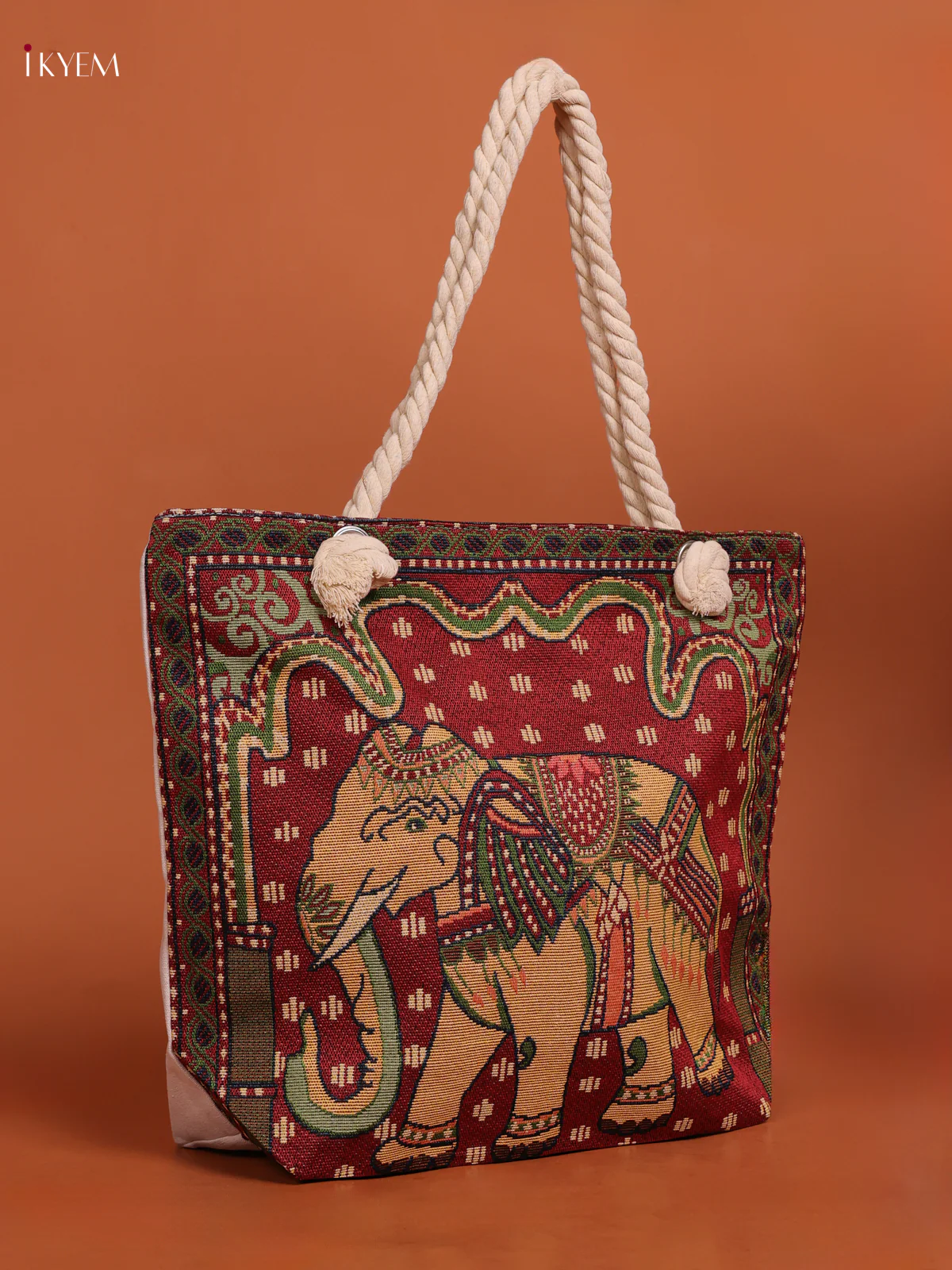 Rajasthani Pattern Hand Bag And Pouch Marron - Image 2