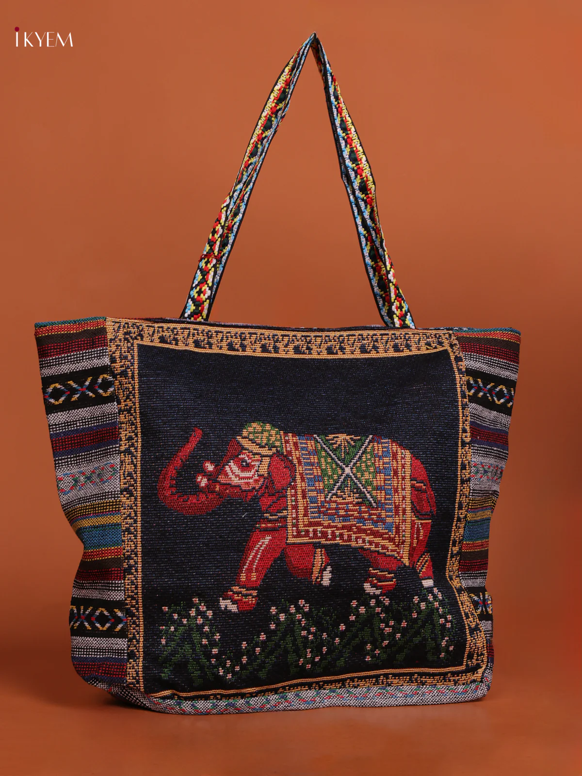 Elephant Tote Bag with 1 Compartment - Navy blue with Red - KE16207 - Image 2