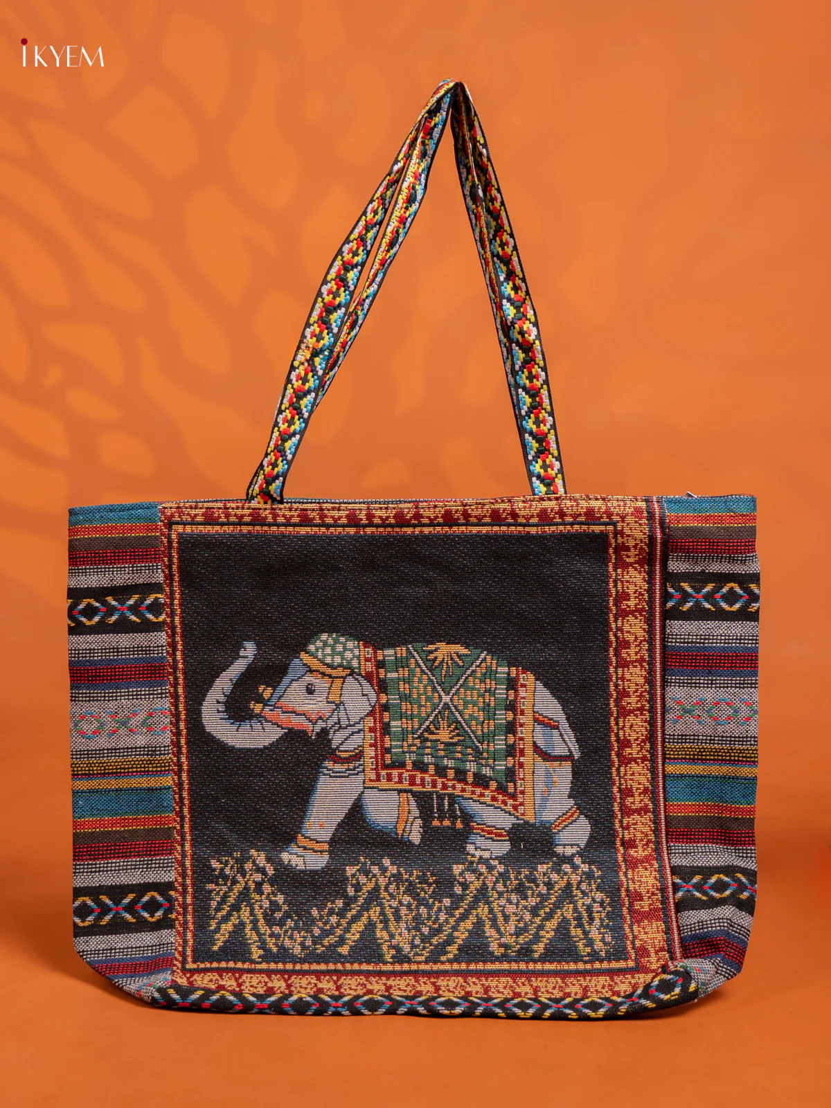 Elephant Tote Bag with 1 Compartment - Navy blue with Grey - KE16209