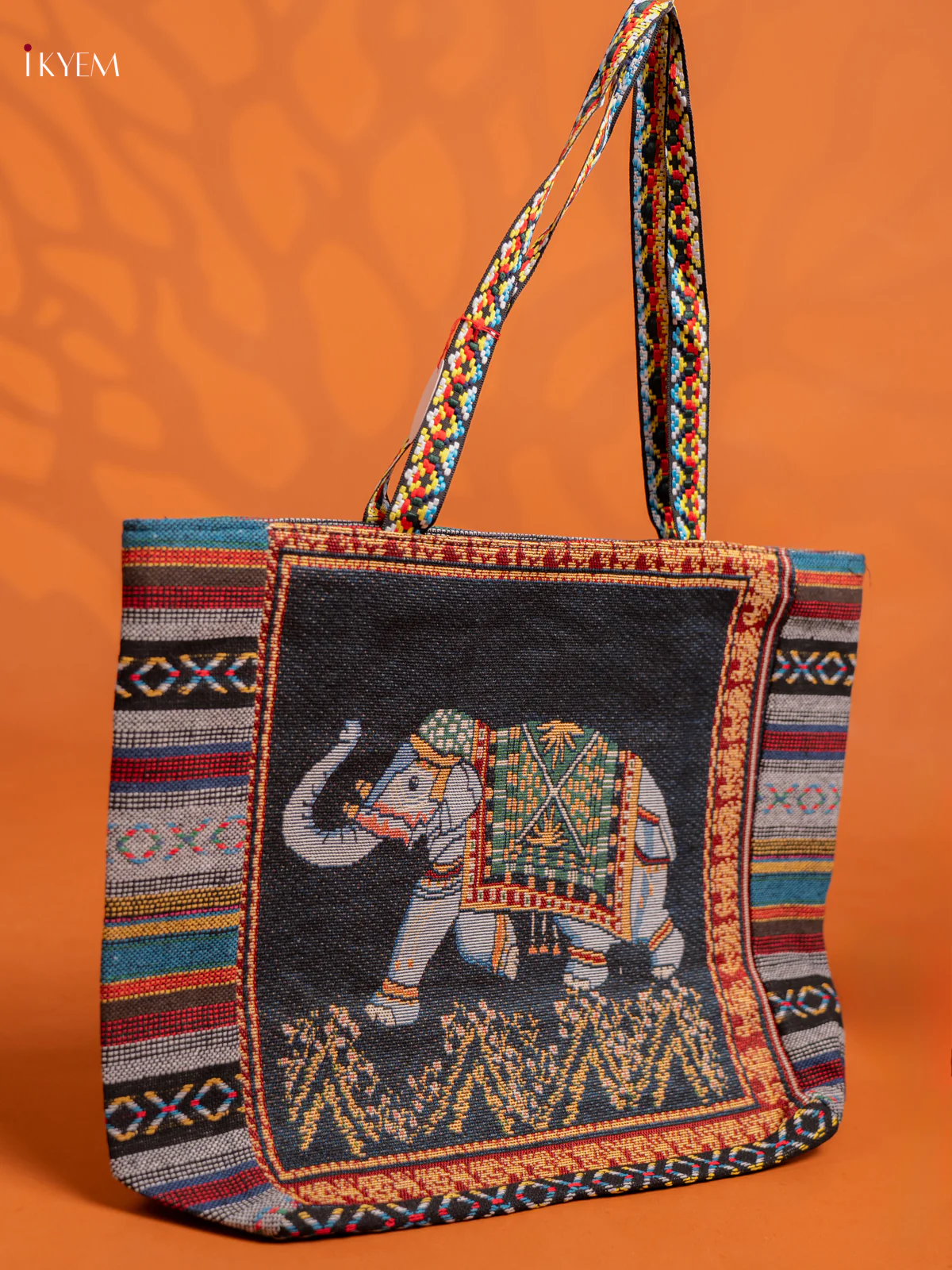 Elephant Tote Bag with 1 Compartment - Navy blue with Grey - KE16209 - Image 2