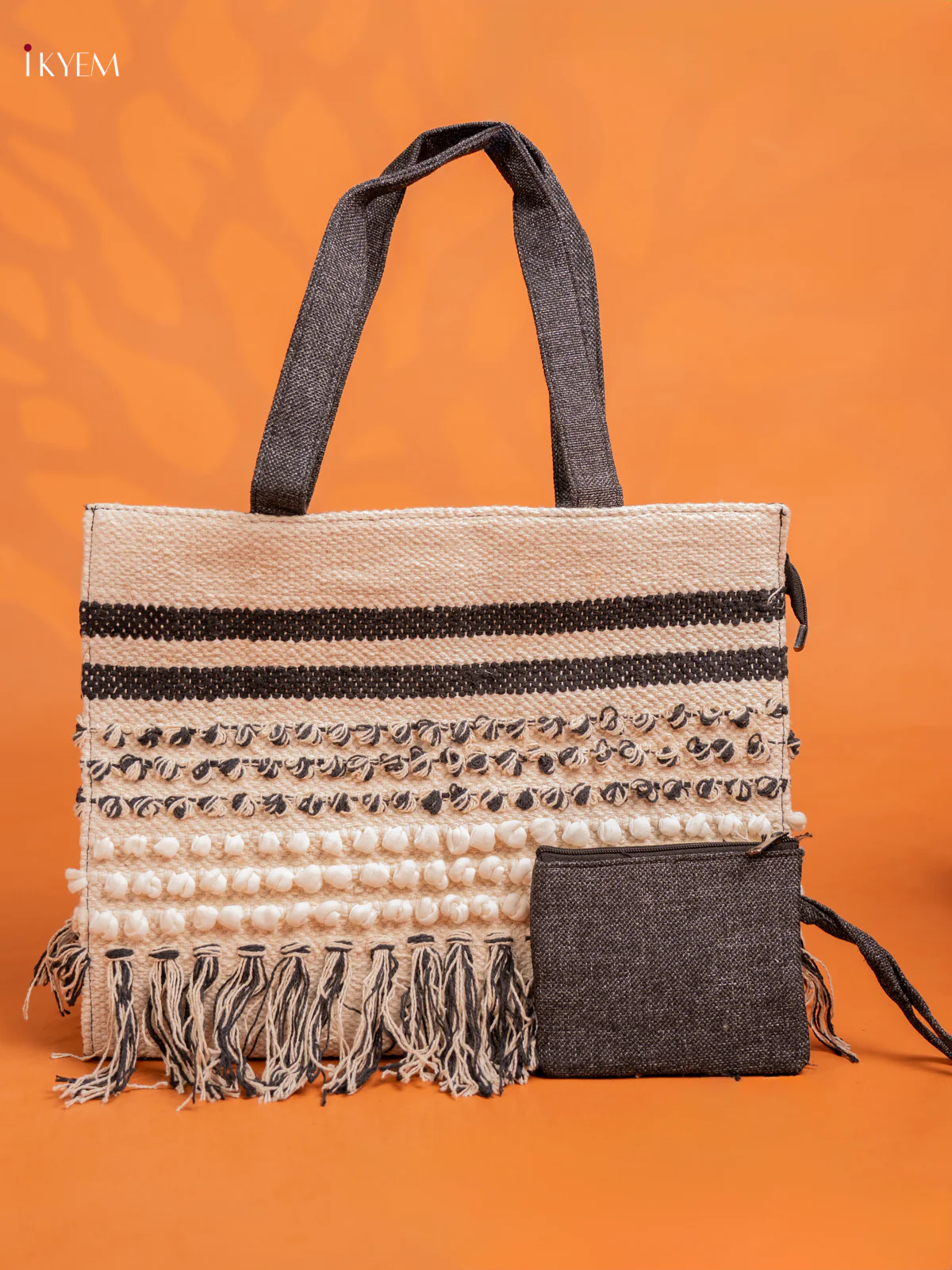 Boho Tote Bag Marron Black - Image 4