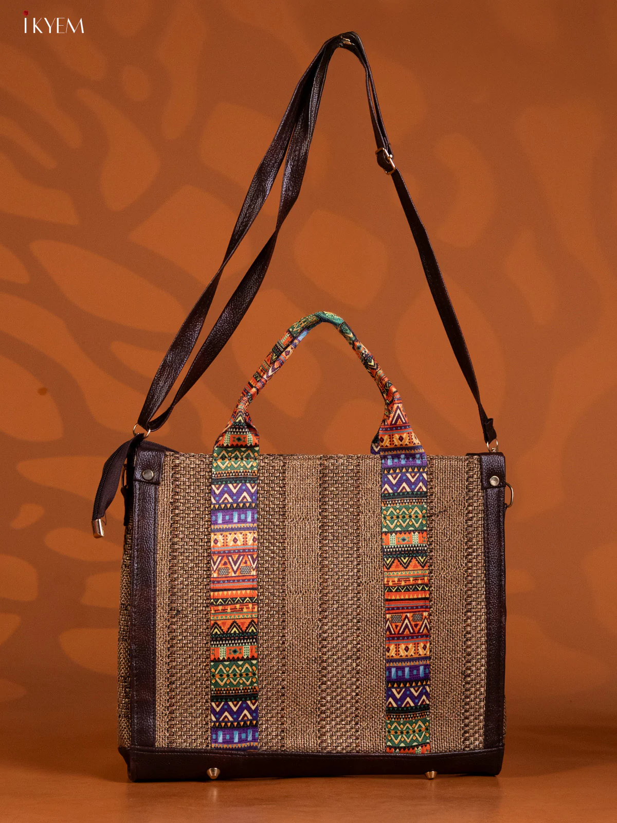 Jacquard Hand Bag Brown