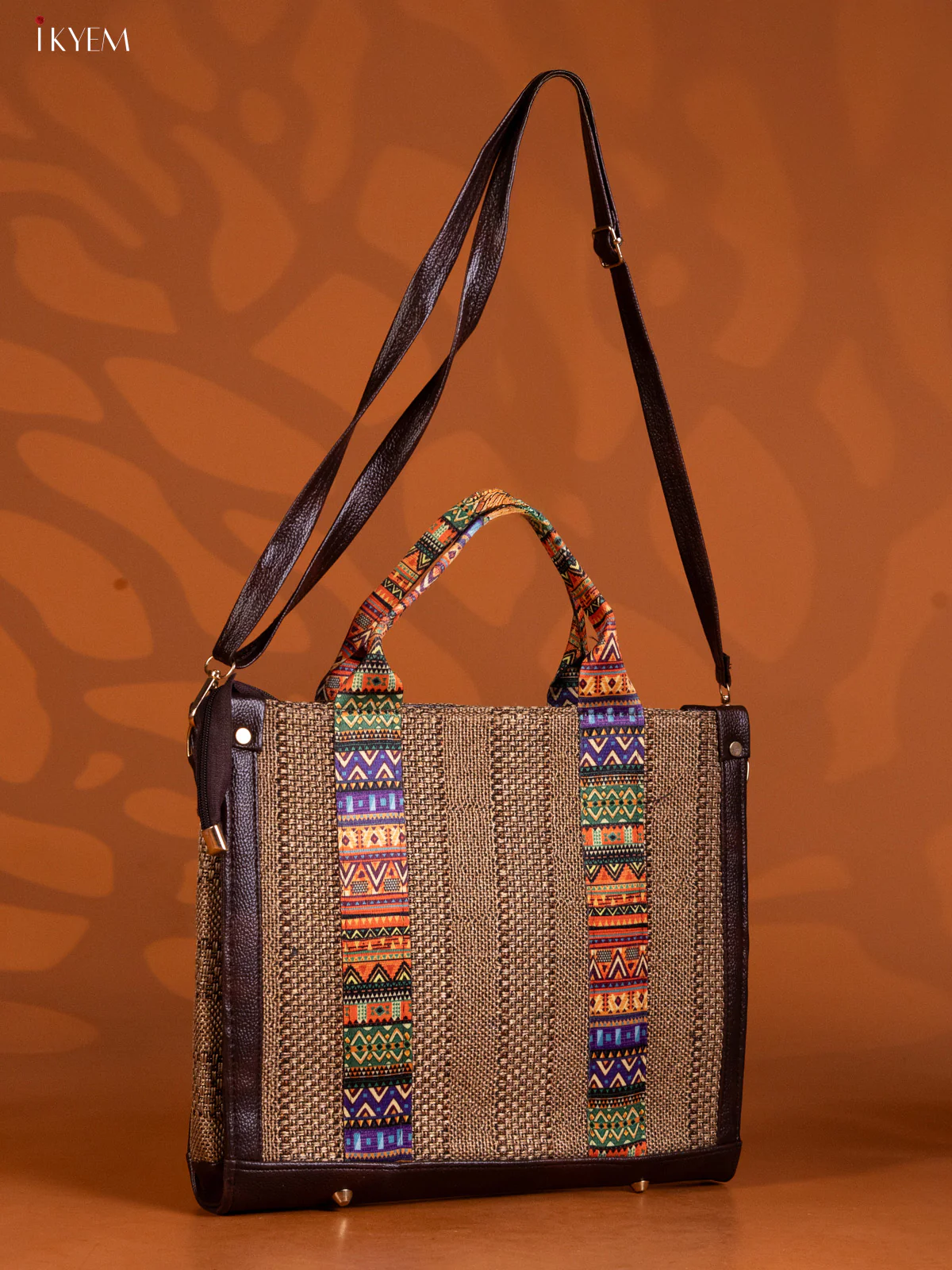 Jacquard Hand Bag Brown - Image 2