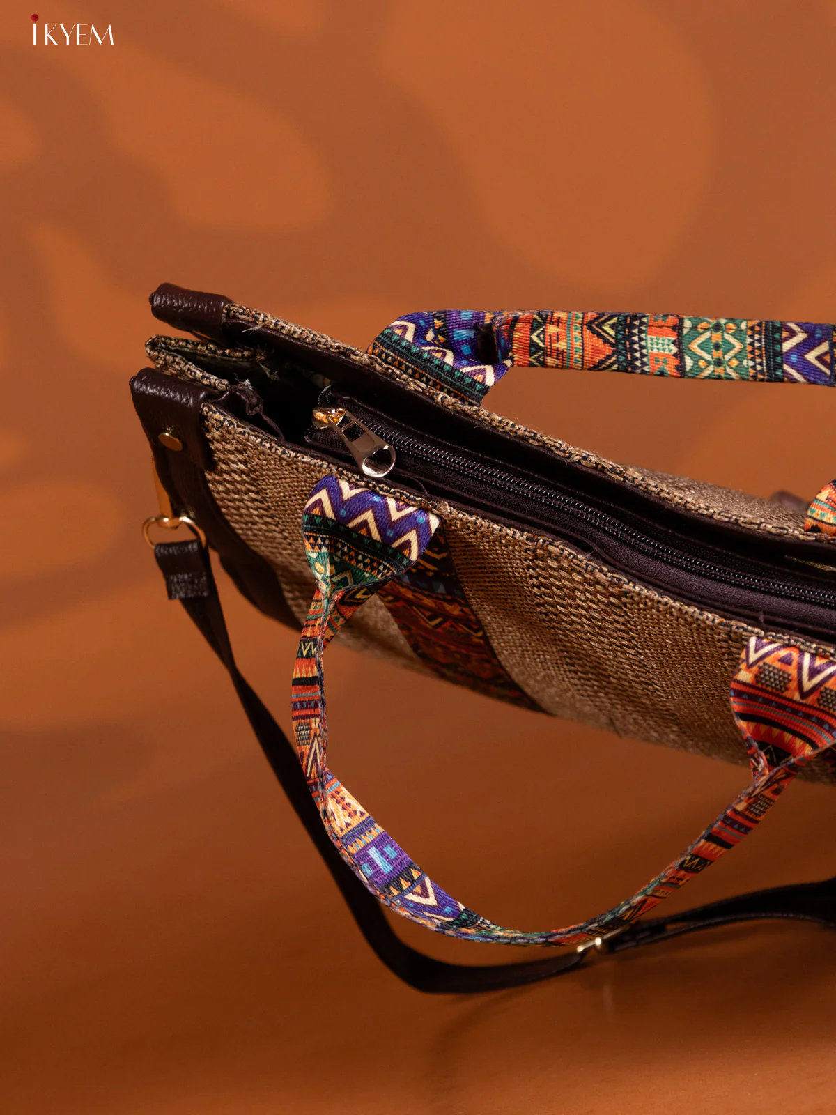 Jacquard Hand Bag Brown - Image 3