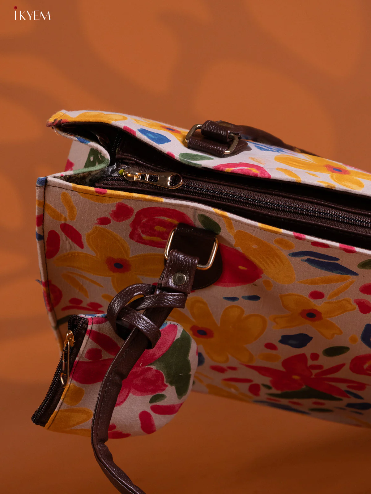 Floral Design Shoulder Bag Gray - Image 3