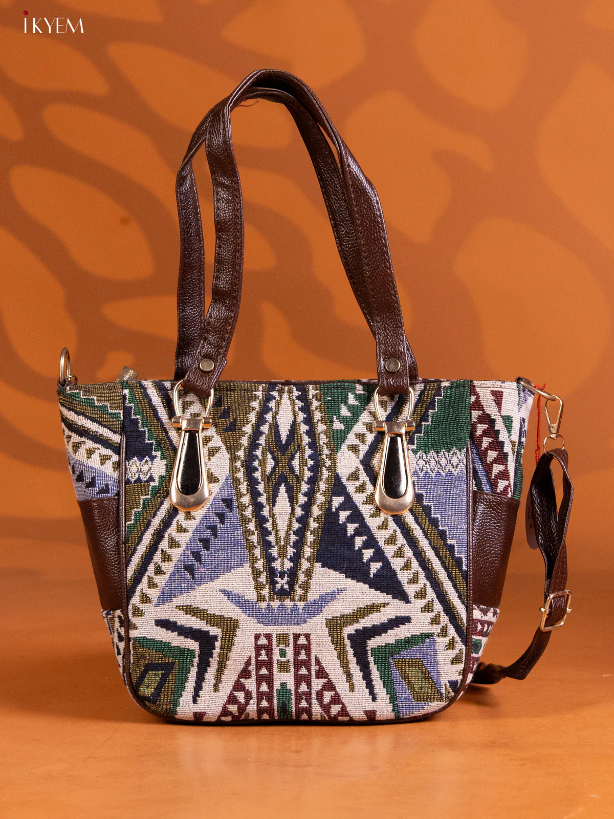 Ikkat Design Hand Bag Green