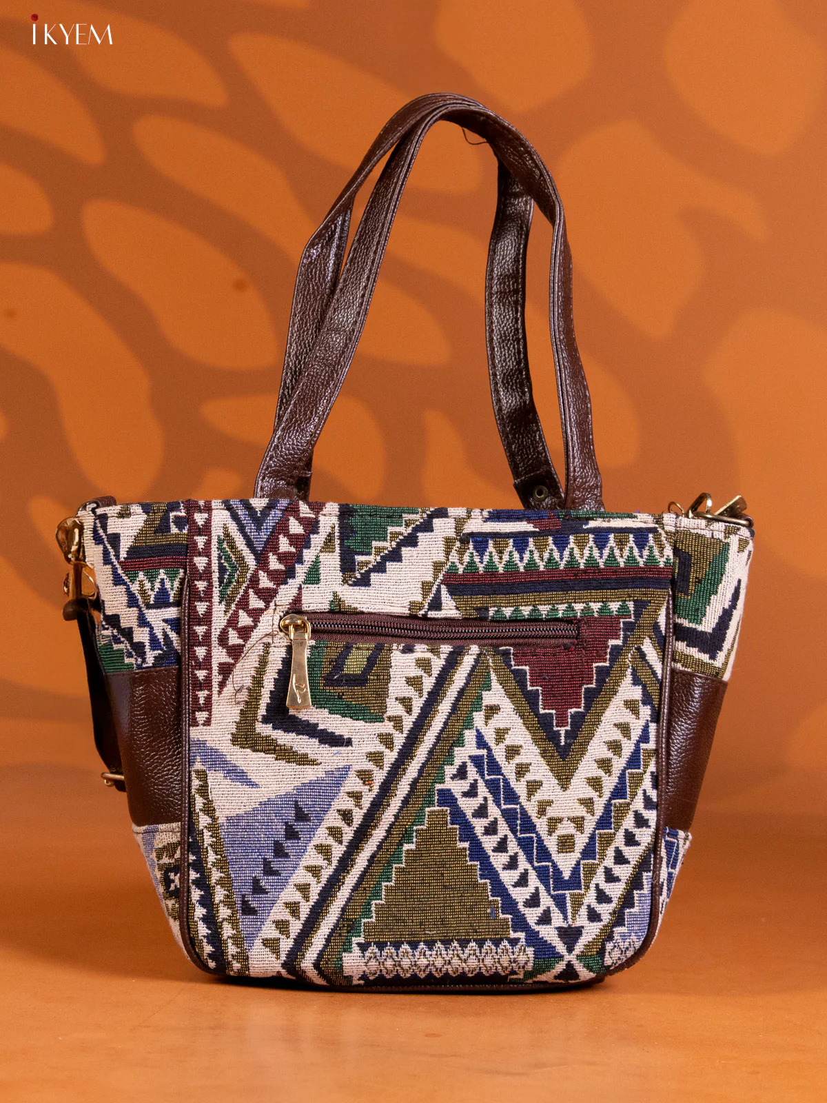 Ikkat Design Hand Bag Green - Image 2