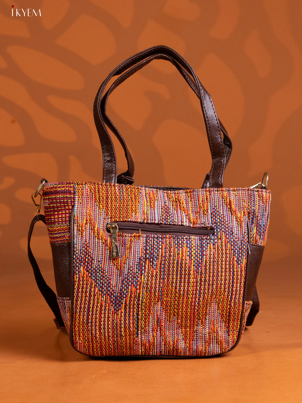 Ikkat Design Hand Bag Orange - Image 2
