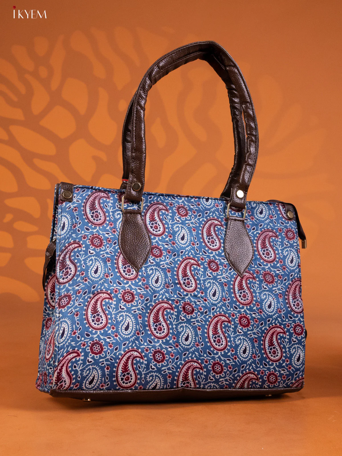 Pasiley Print Handbag and leather Sling Bag with 1 Compartments - Blue - KE16282 - Image 2
