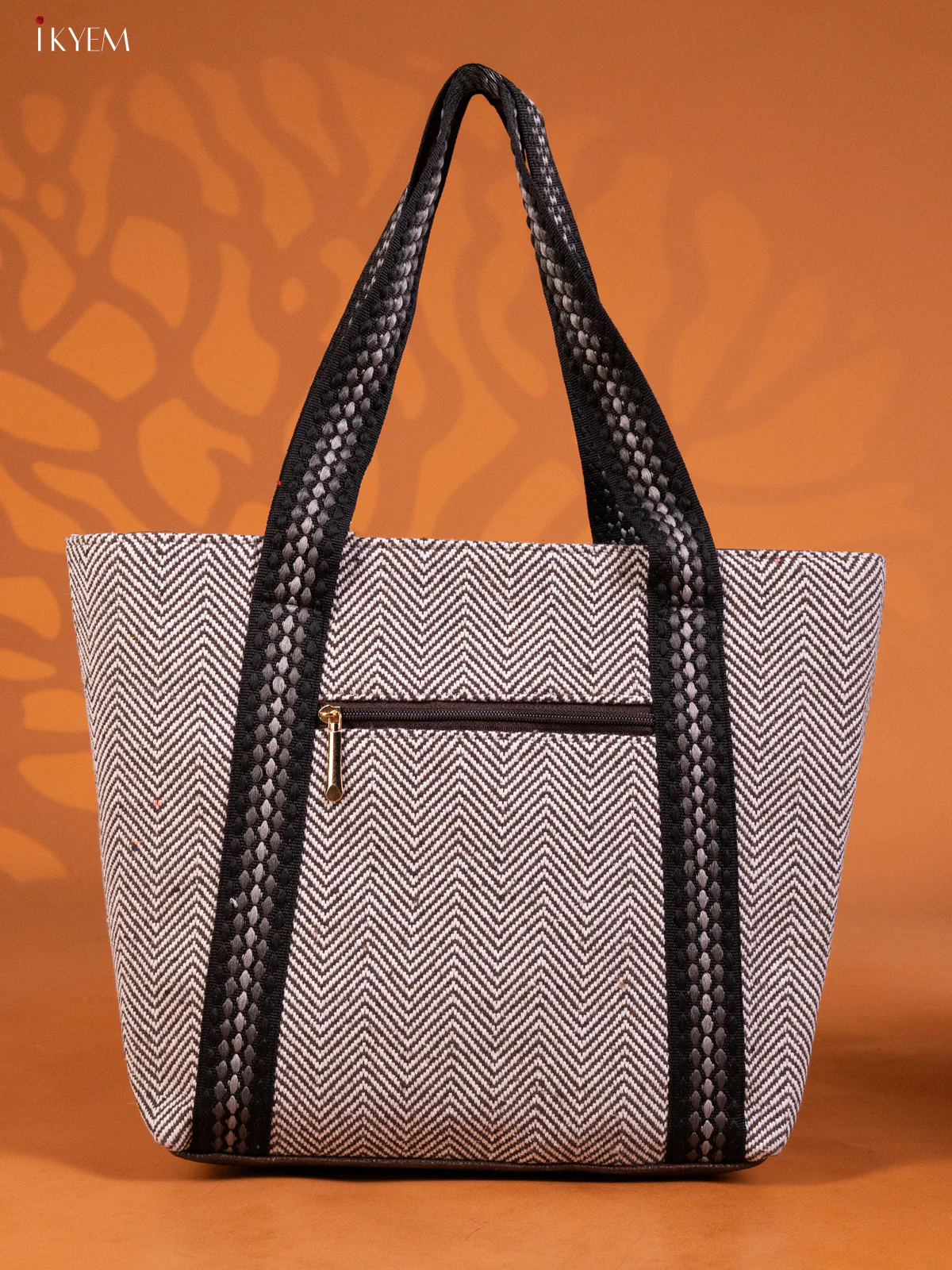 Ikkat Design Hand Bag Brown - Image 2