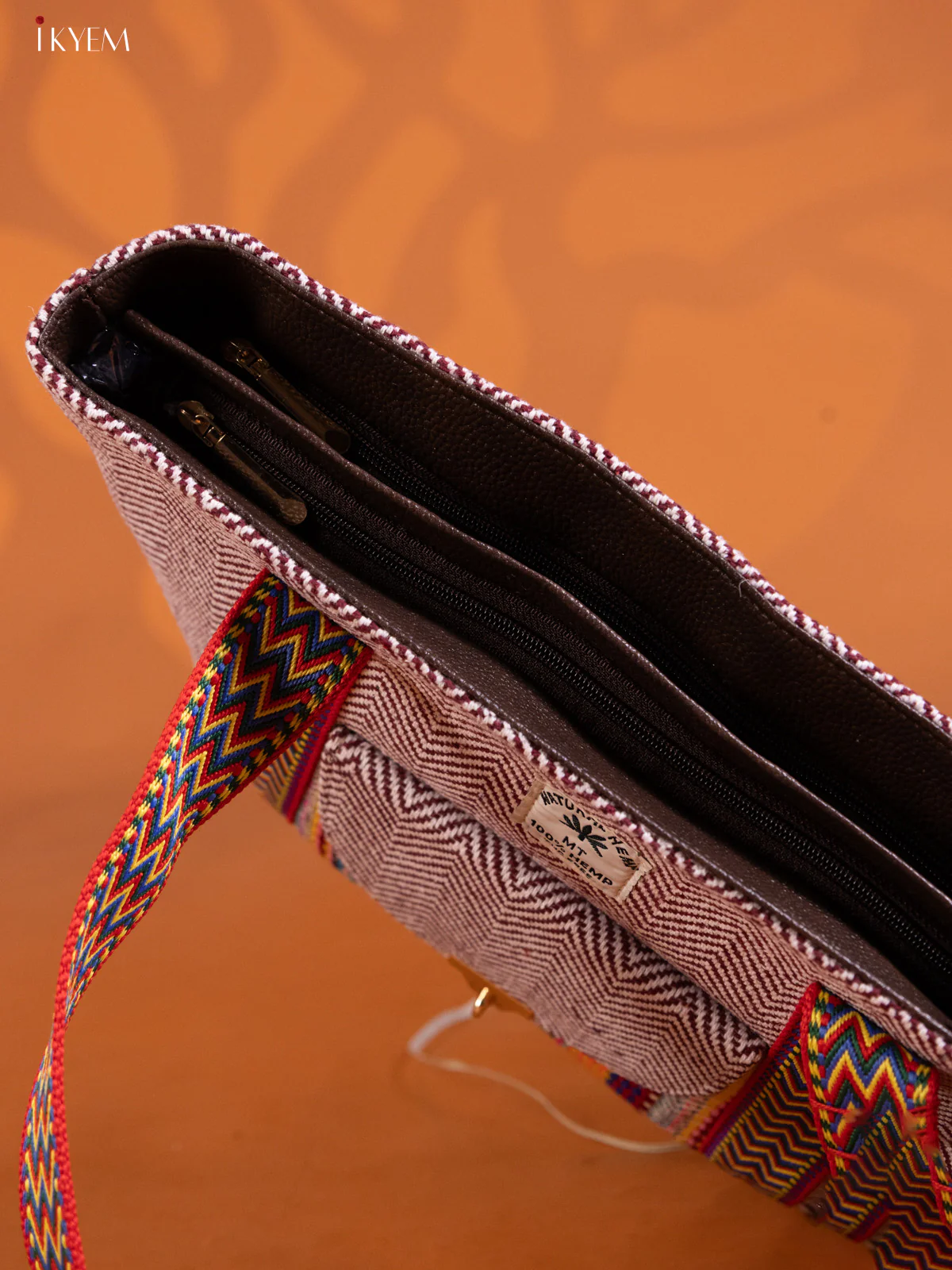 Ikkat Design Hand Bag Maroon - Image 3