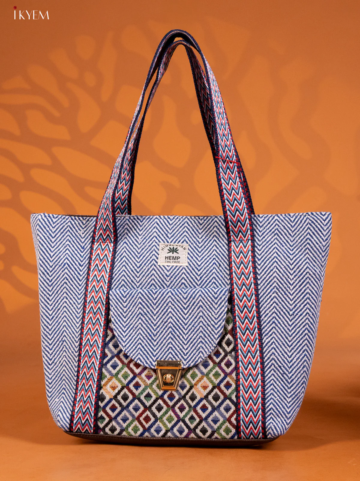 Ikkat Design Hand Bag Navy Blue