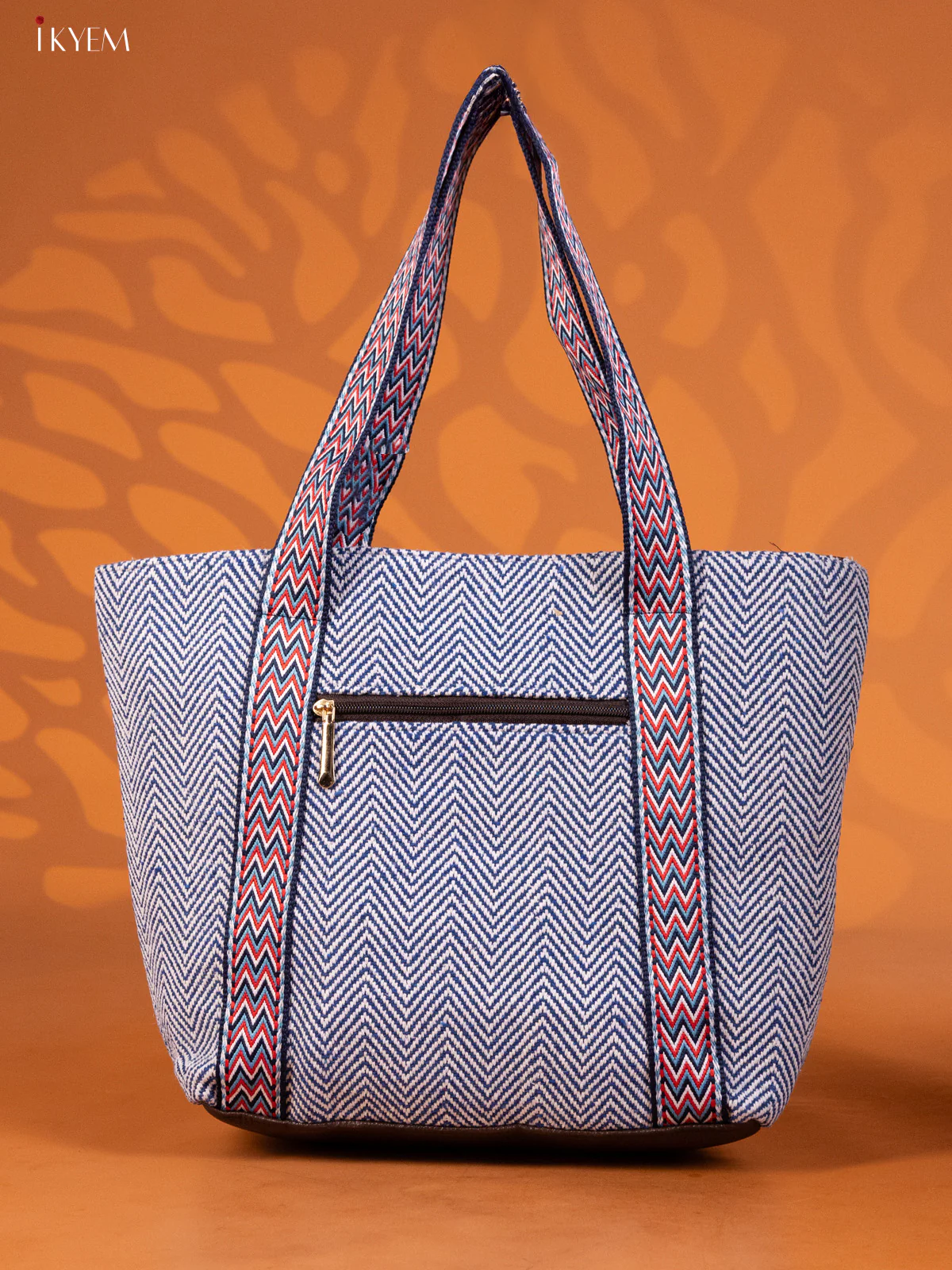 Ikkat Design Hand Bag Navy Blue - Image 2