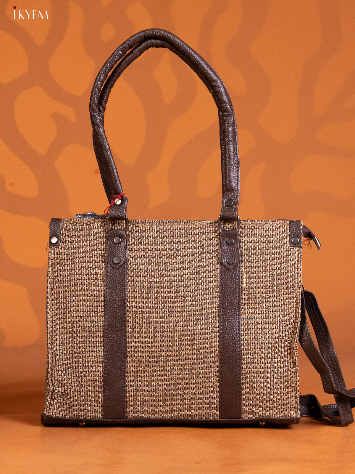 Jacquard Handbag Leather Sling with 2 Compartments - Sandal - KE16306