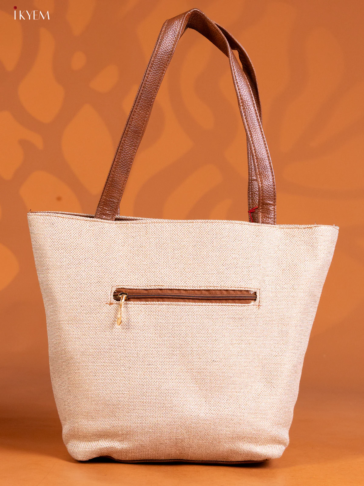 Jacquard stripe Design Handbag 3 compartments - cream with multicolour - KE16315 - Image 2