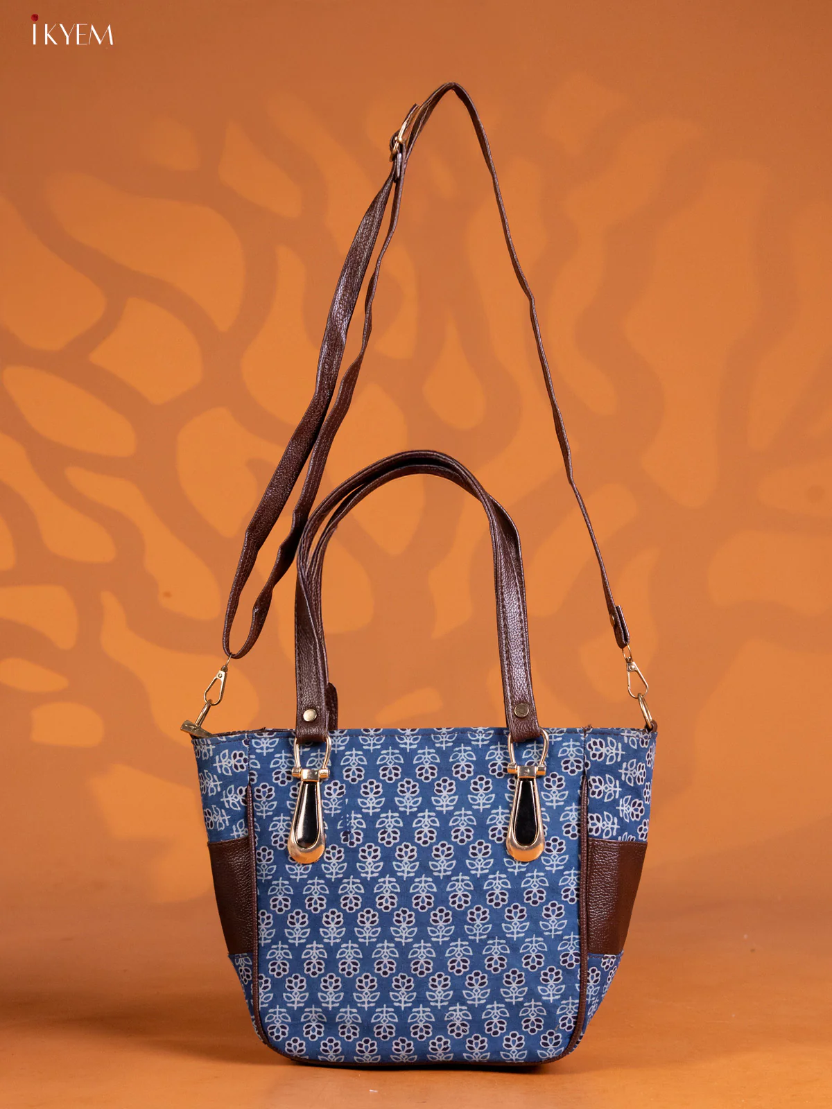 Cotton Floral Design Handbag Combo Set - Indigo Blue - KE16331 - Image 2