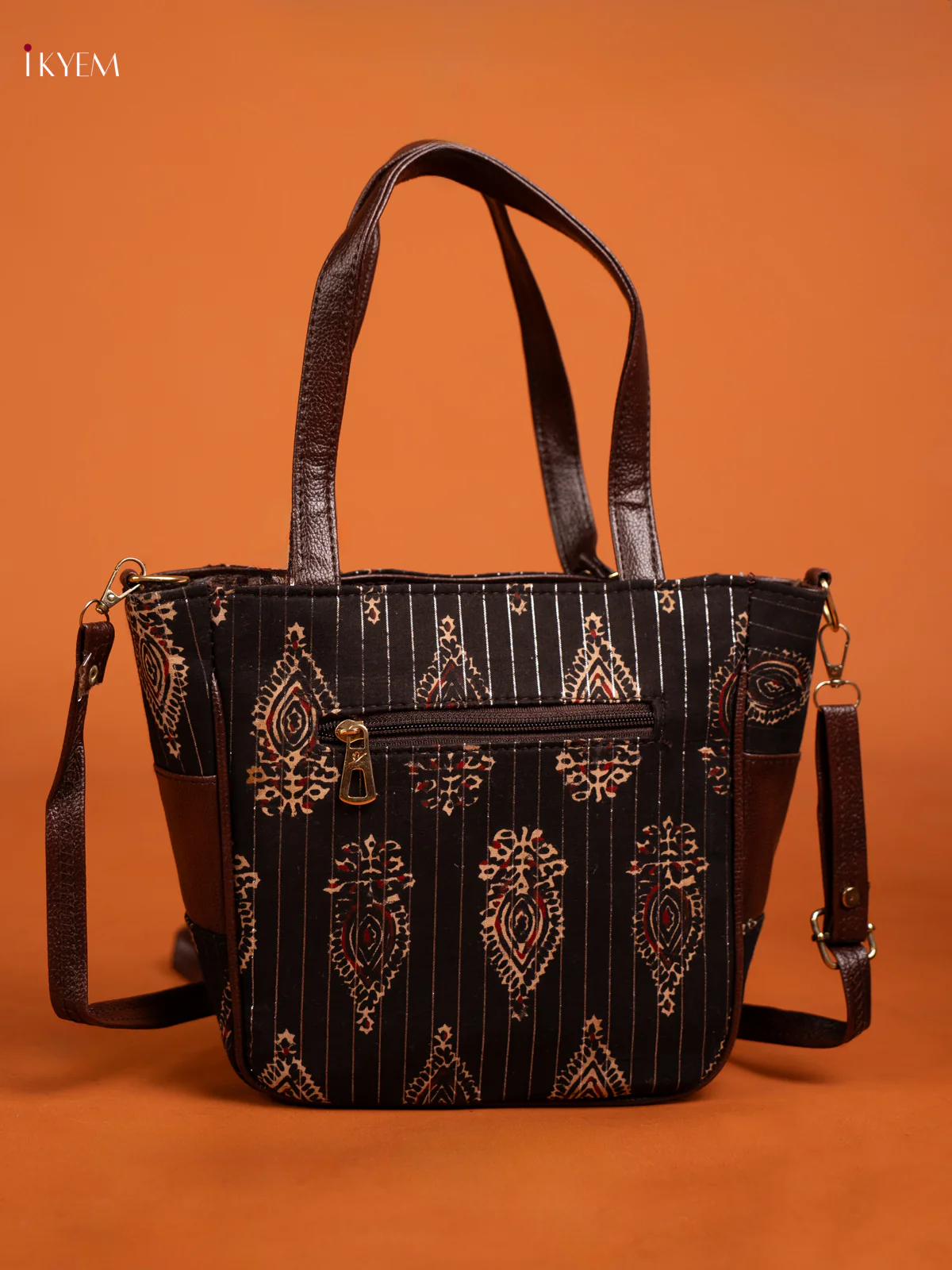 Cotton Floral Design Handbag Combo Set - Black - KE16334 - Image 3