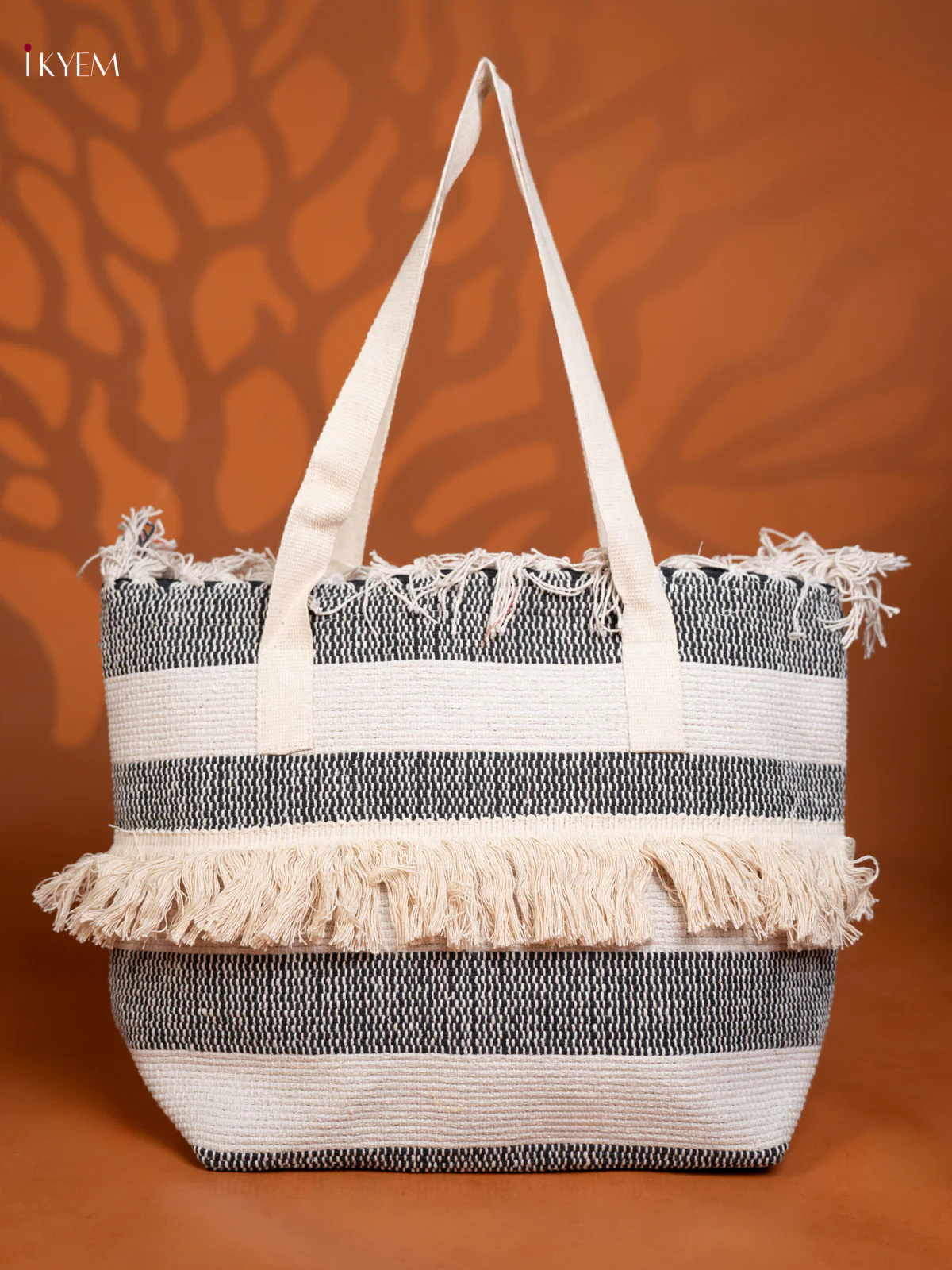 Cotton Tote Bag with 1 Compartments - Black and white - KE16361