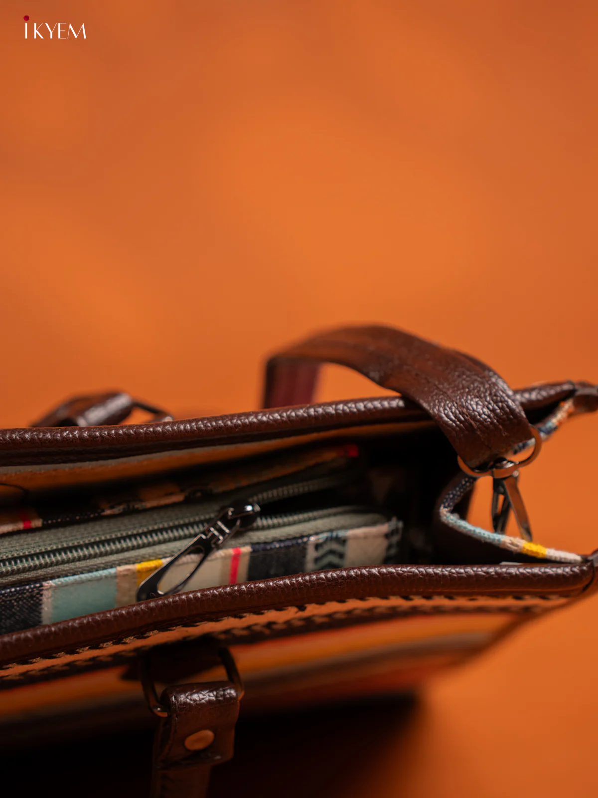 Jacquard Handbag and Leather Sling with 2 Compartments -Multicolour - KE16392 - Image 4