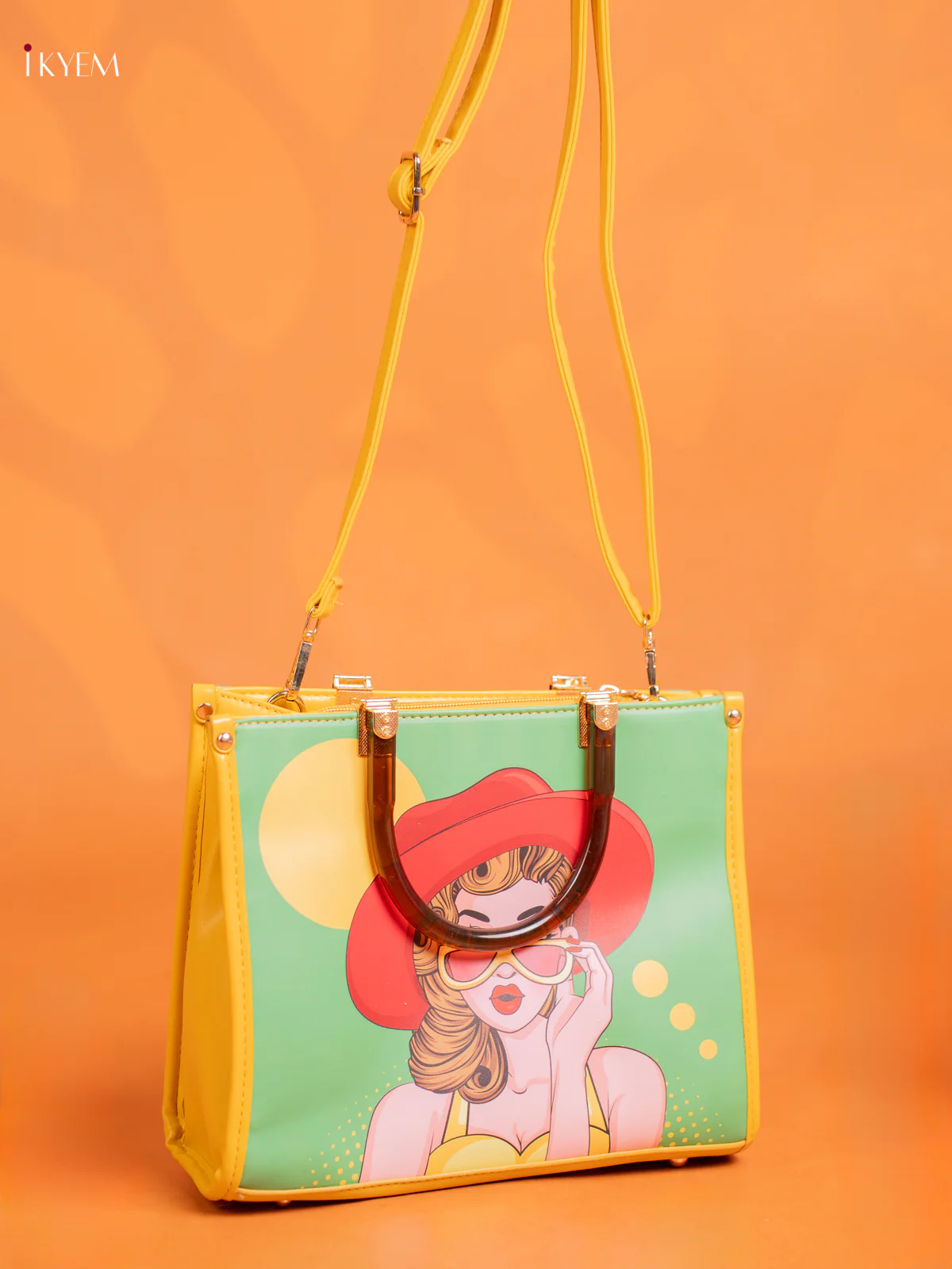 Printed Gurlz Tote bag & Leather Sling with 1 Compartments - Green - KE16412 - Image 2