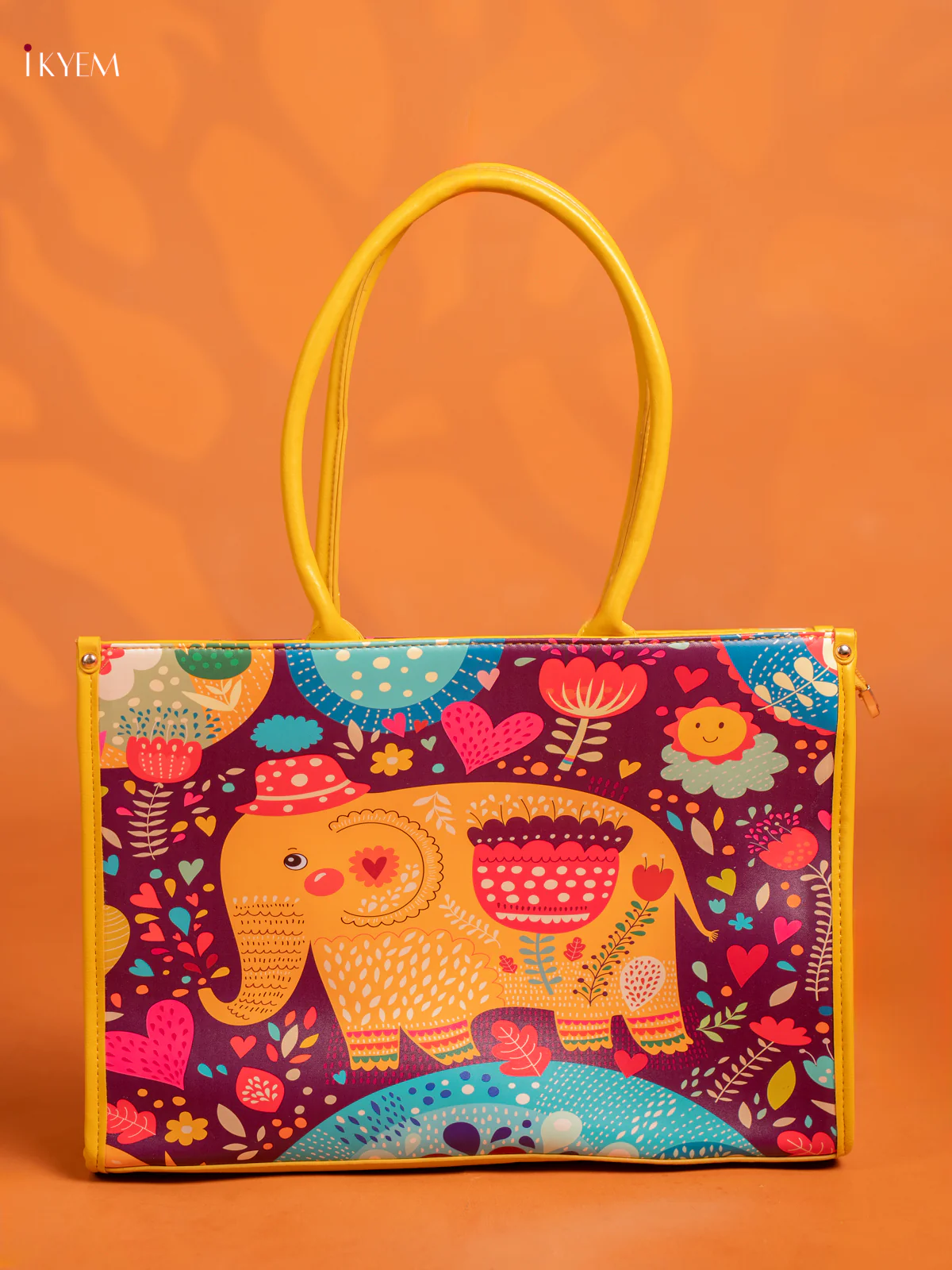 Printed Handbag Elephant with 1 Compartments - Purple - KE16419