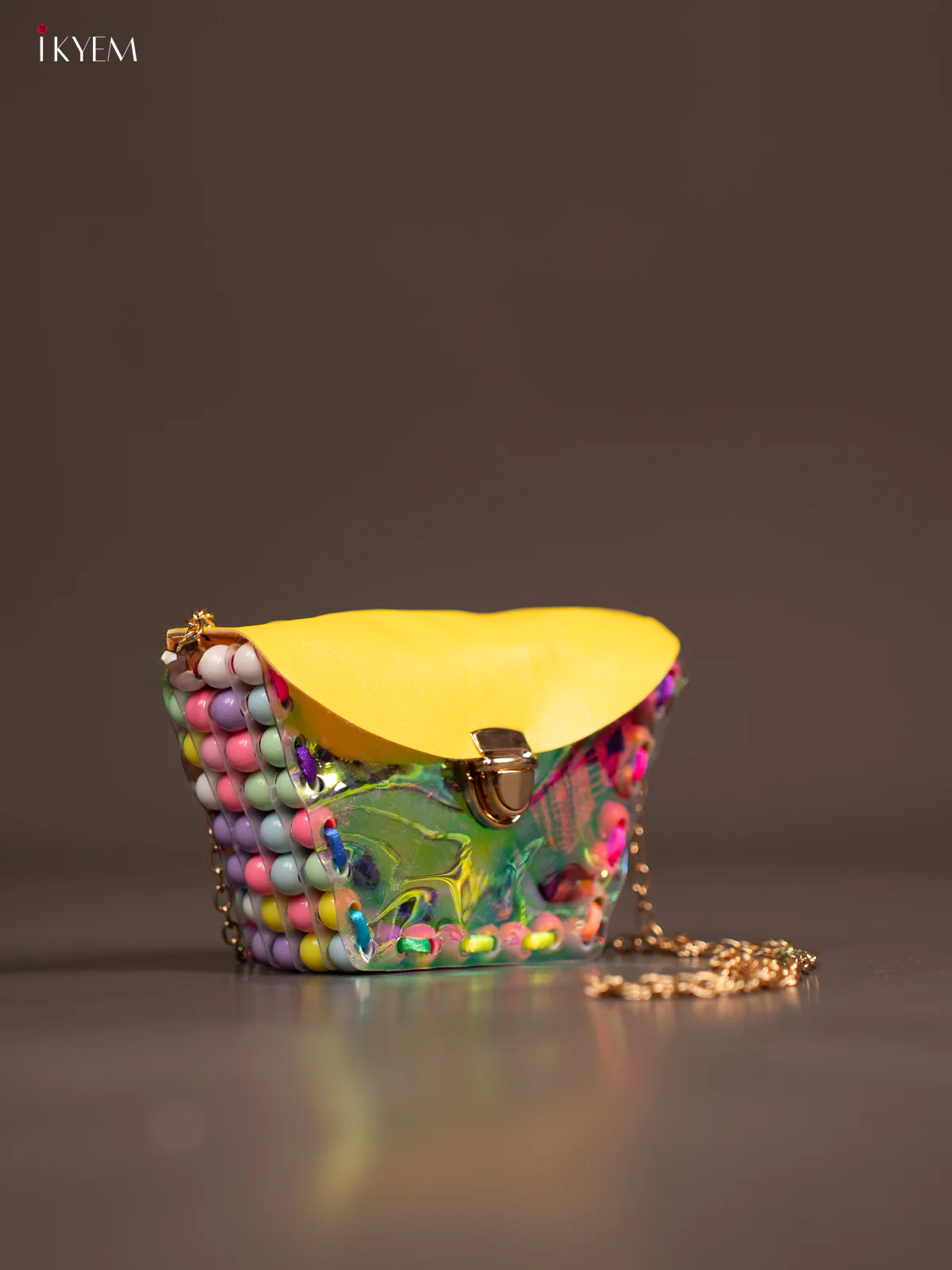 Acrylic Clutches Rectangal Sling Bag Yellow - Image 2