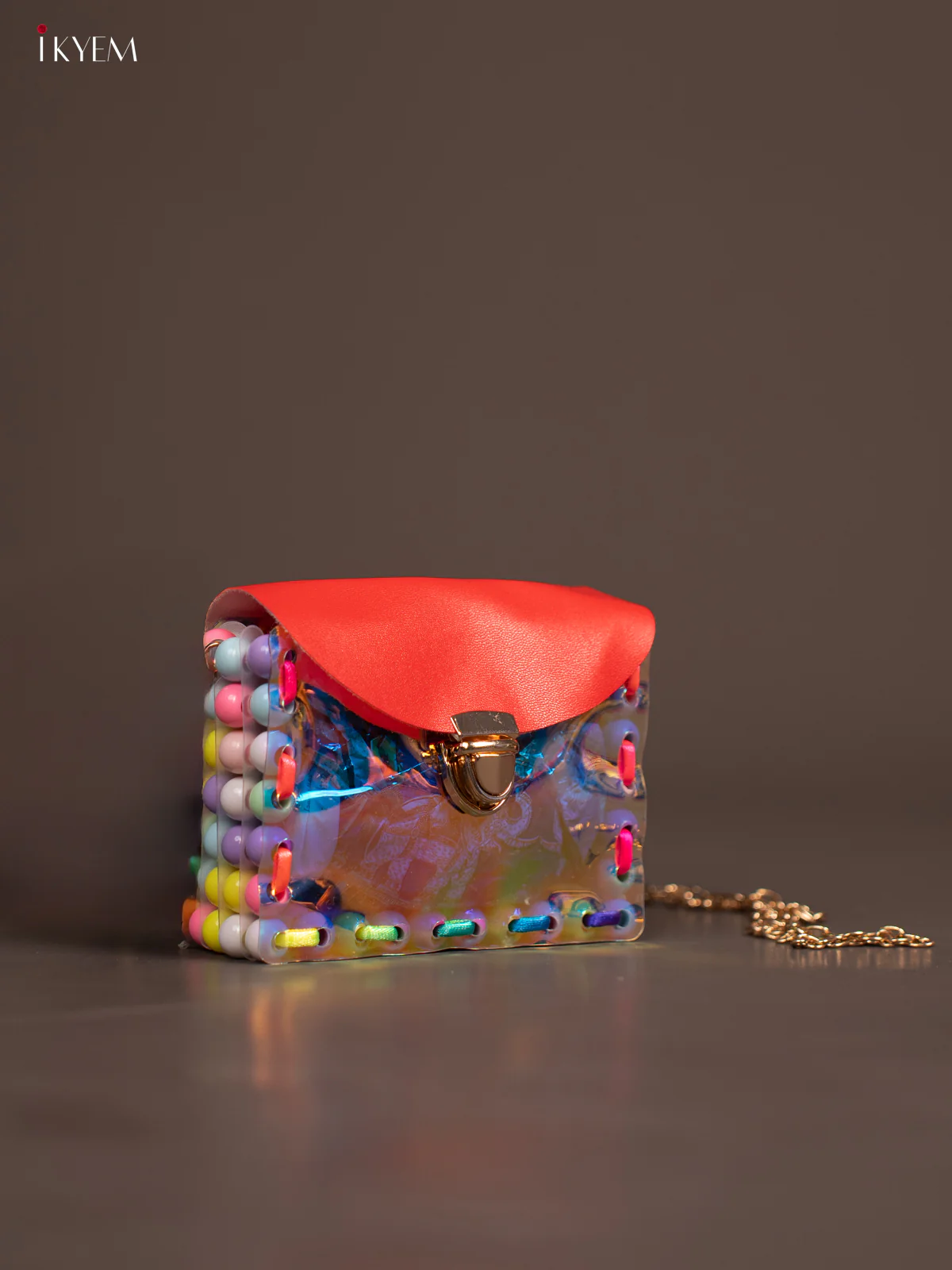 Acrylic Clutches Square Sling Bag Red - Image 2