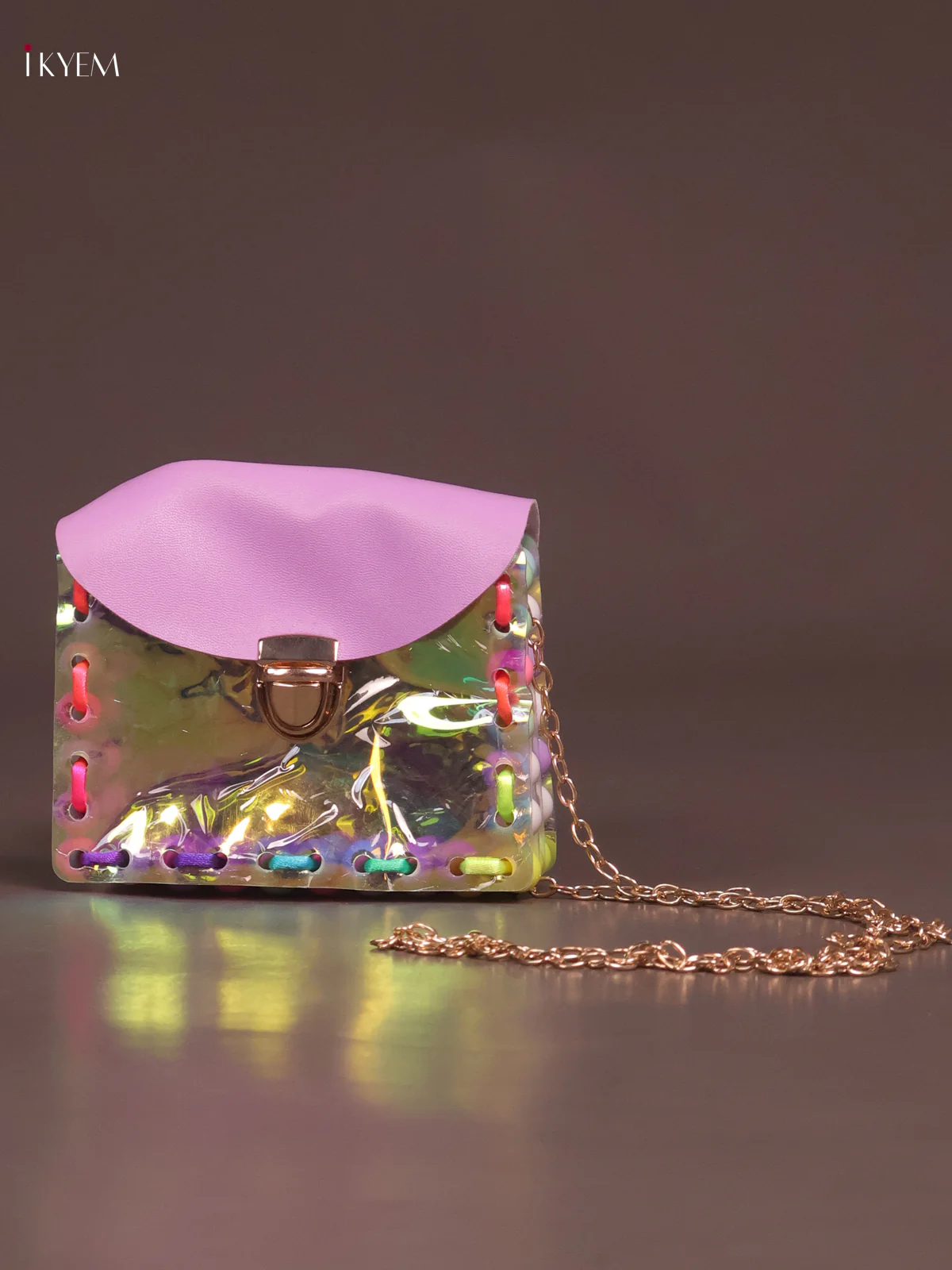 Acrylic Clutches Square Sling Bag Violet - Image 3