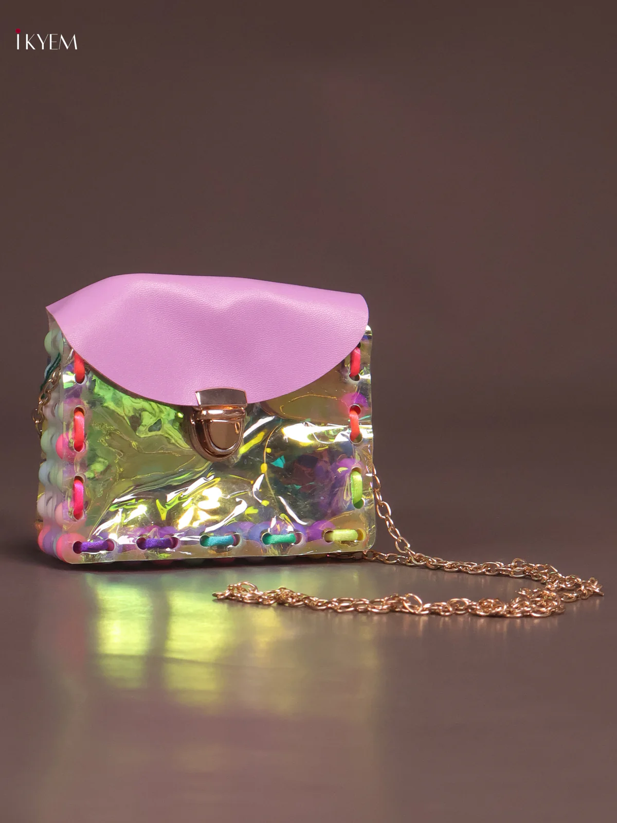 Acrylic Clutches Square Sling Bag Violet - Image 4