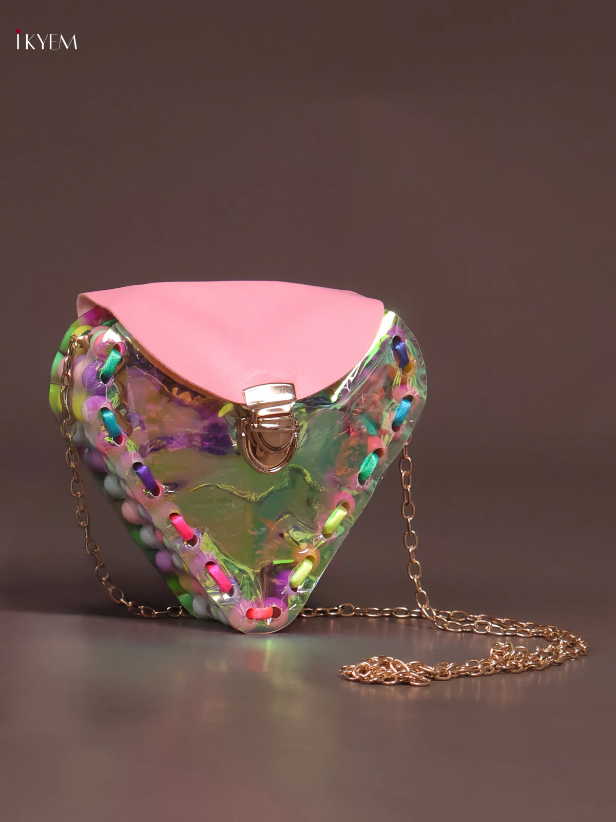 Acrylic Clutches Heart Sling Bag Pink - Image 2