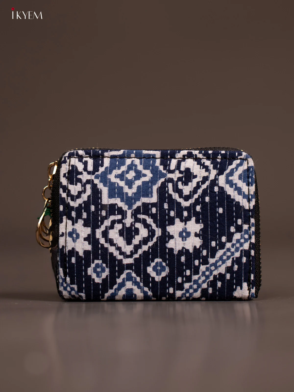 Ajrakh Print Wallet - Navy Blue with White - KE21185