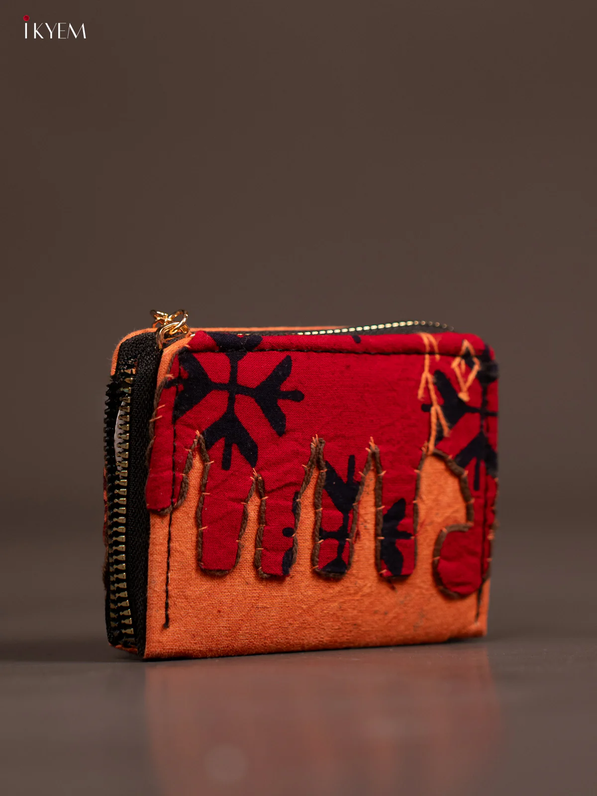 Embroidery Small Wallet - Orange with Red - KE21194 - Image 2