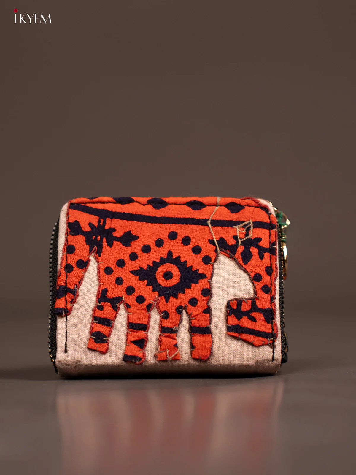 Embroidery Small Wallet - Cream with Orange - KE21208 - Image 2