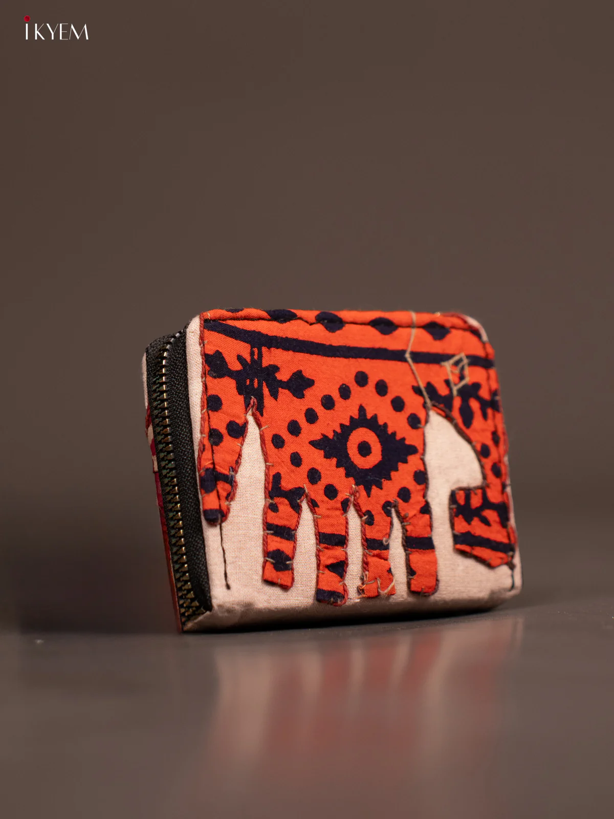 Embroidery Small Wallet - Cream with Orange - KE21208 - Image 4
