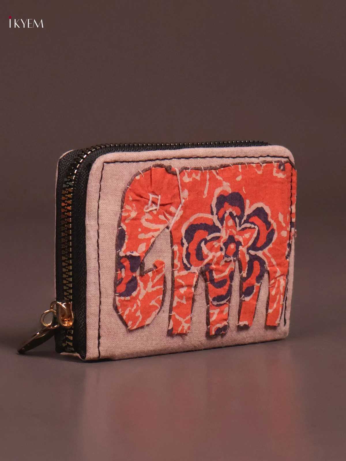 Embroidery Small Wallet - Cream with Orange - KE21210 - Image 2