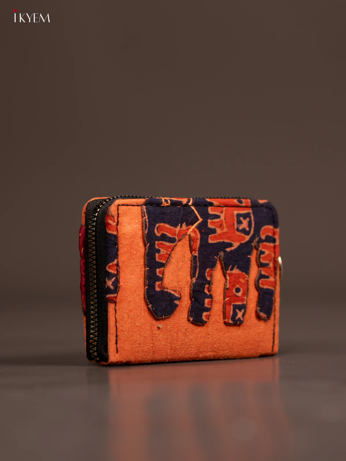 Embroidery Small Wallet - Orange with Navy Blue - KE21212 - Image 2