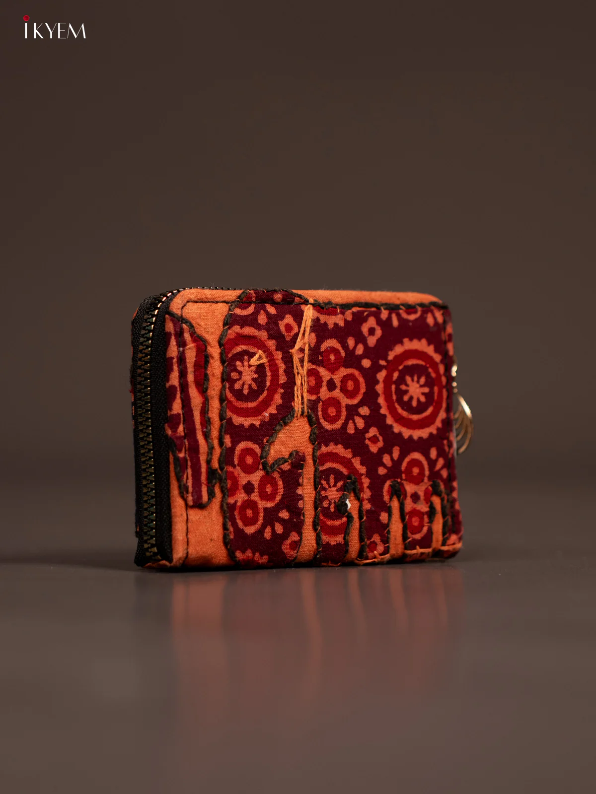 Embroidery Small Wallet - Orange with Maroon - KE21218 - Image 2