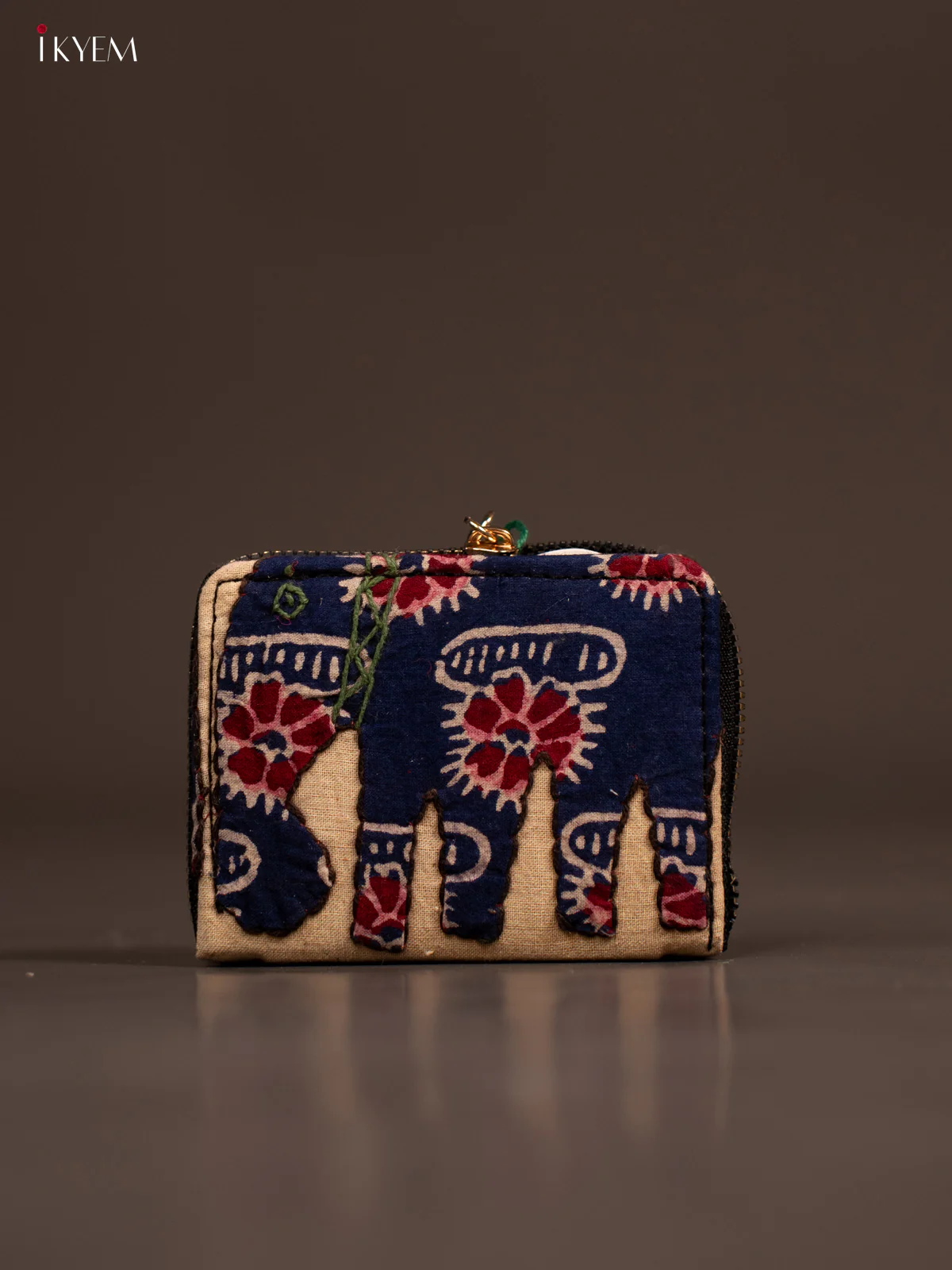 Embroidery Small Wallet - Cream with Blue - KE21223