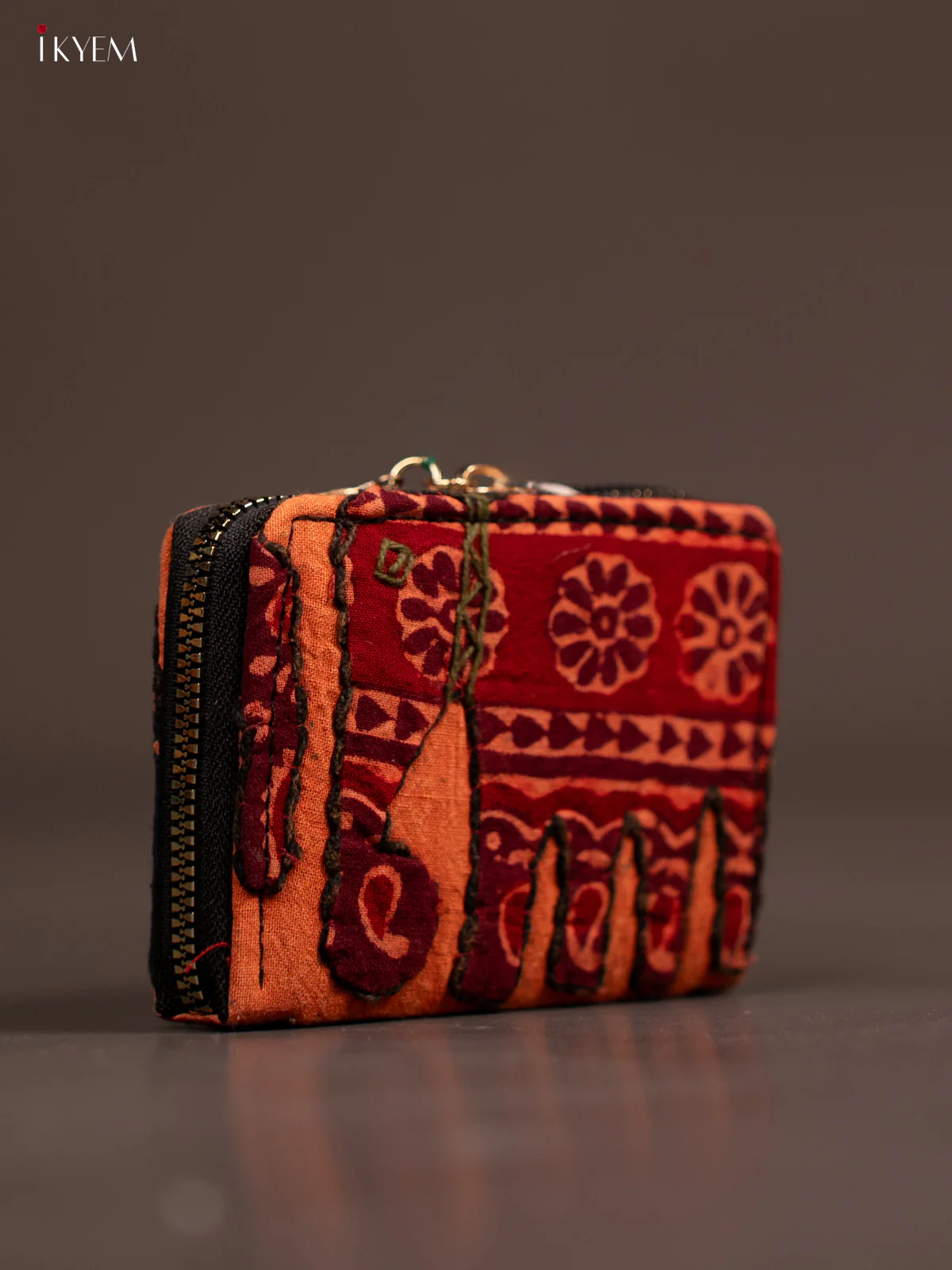 Embroidery Small Wallet - Orange with red - KE21226 - Image 2