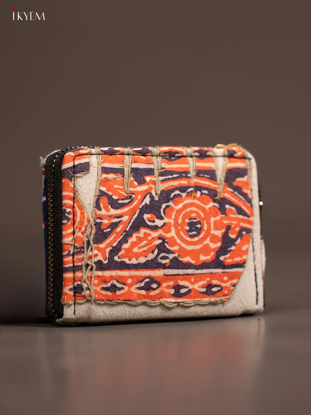 Embroidery Small Wallet - Grey with Orange - KE21231 - Image 2
