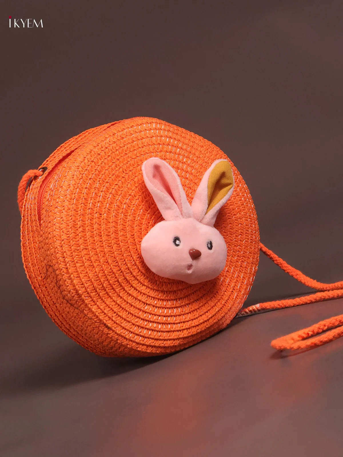 Jute Round Sling Bag Orange - Image 2