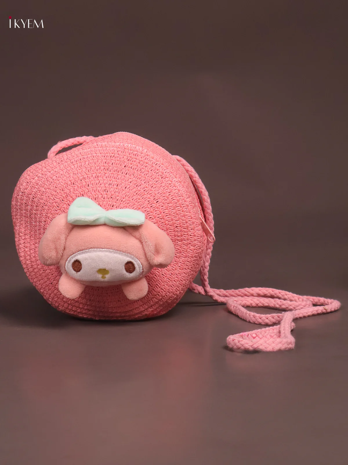 Jute Round Sling Bag Pink