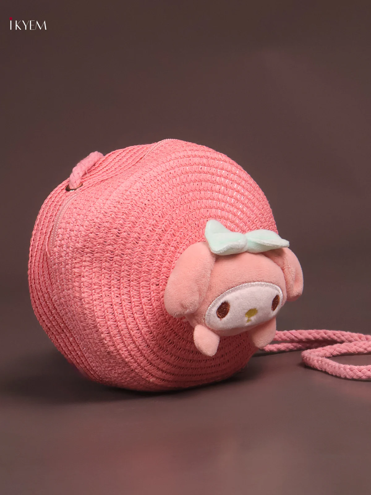 Jute Round Sling Bag Pink - Image 2