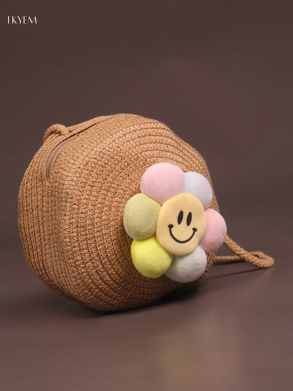 Jute Round Sling Bag Brown - Image 2
