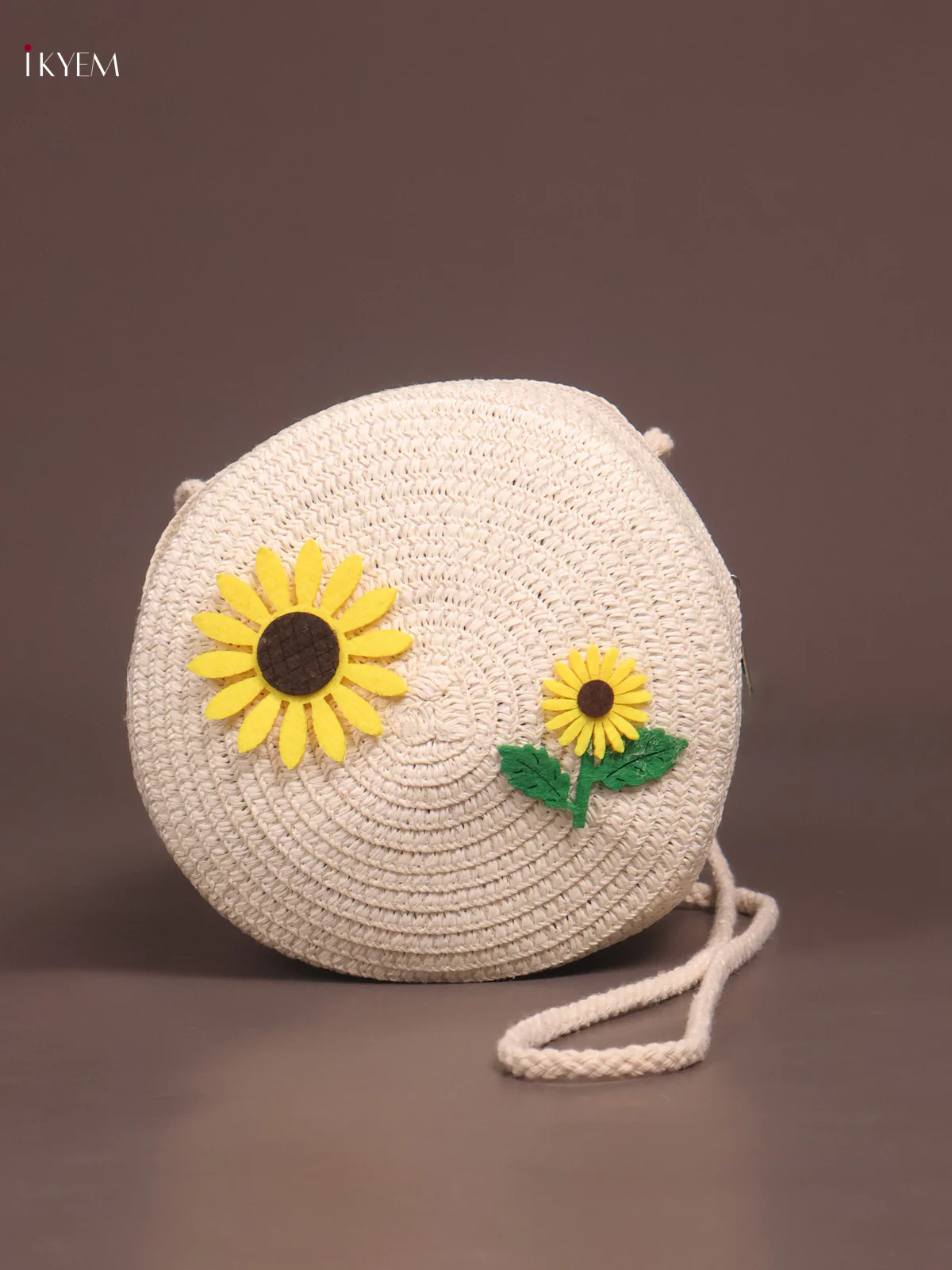 Jute Round Sling Bag White