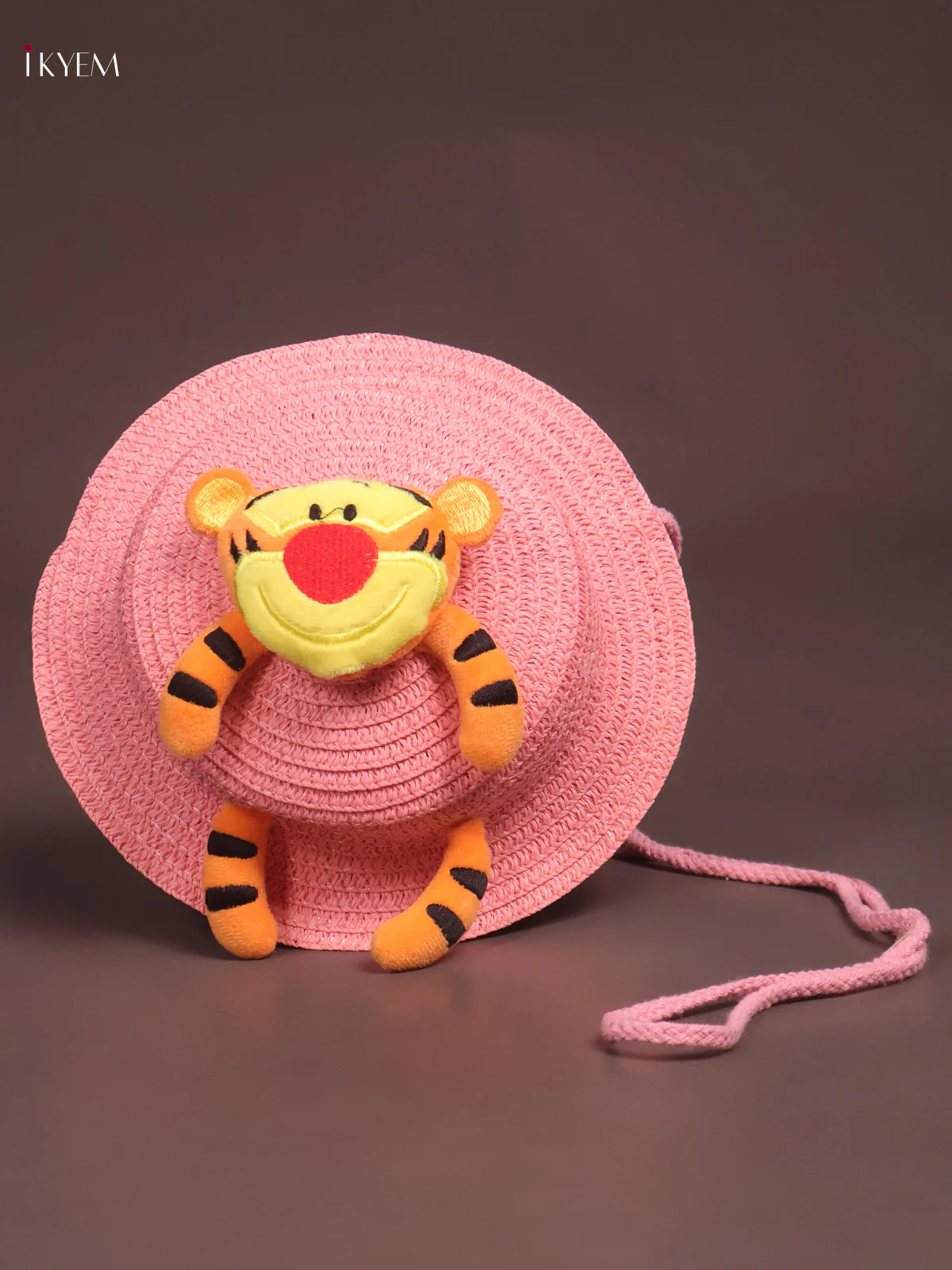 Jute Sling Cap Design Bag Pink