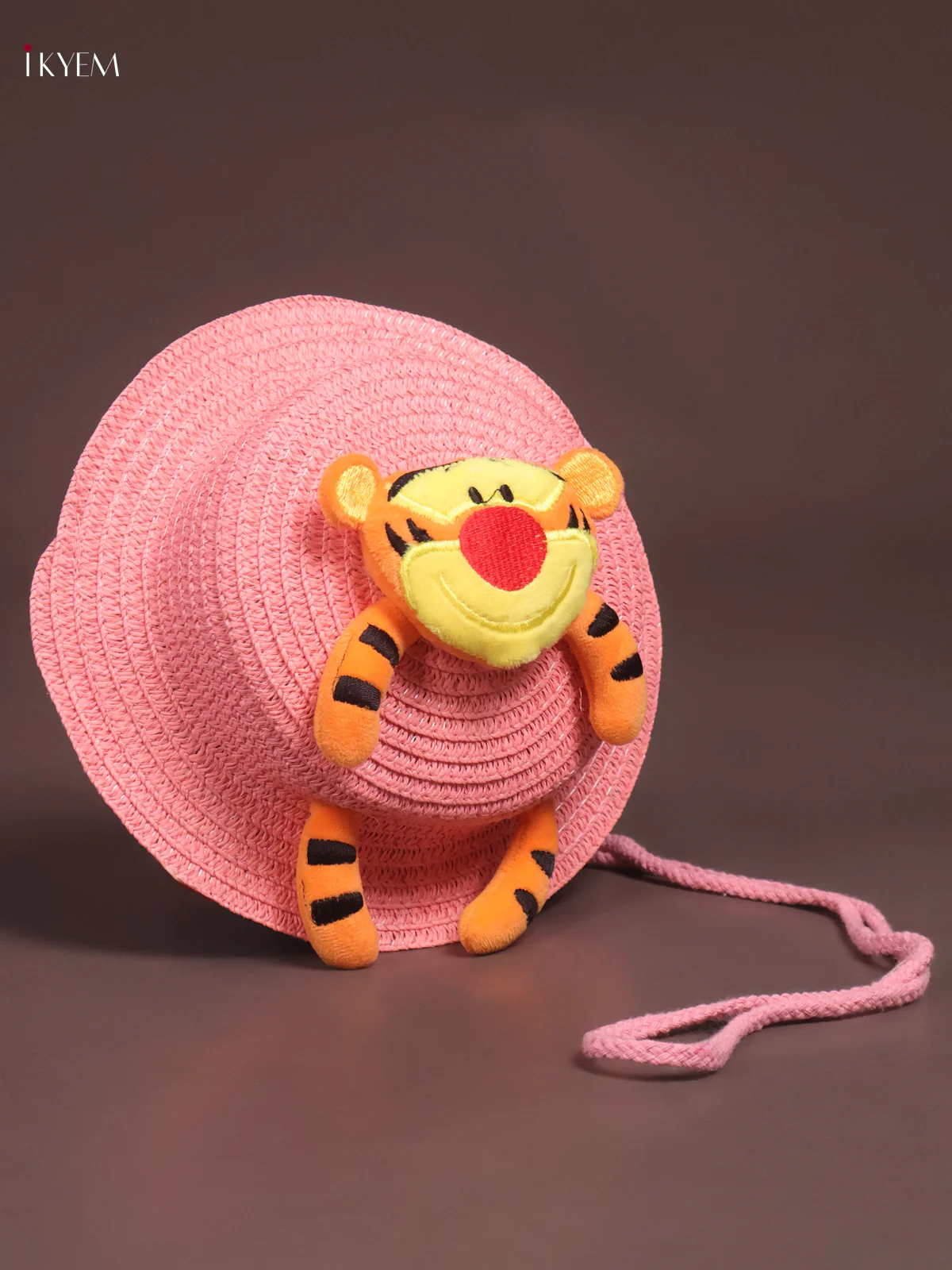 Jute Sling Cap Design Bag Pink - Image 2
